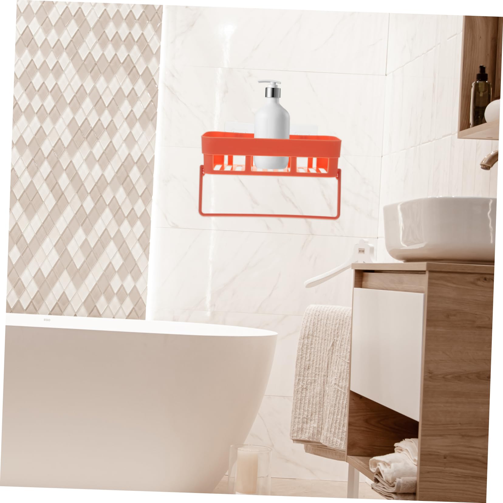 2 Sets Cabilock Wall Mounted Bathroom Shelves - Plastic Suction Cup Shower & Sink Storage Shelf for Soap Holder, Decorative Wall Rack - Perfect for Small Bathroom Organization & Space Saving (PP Material)