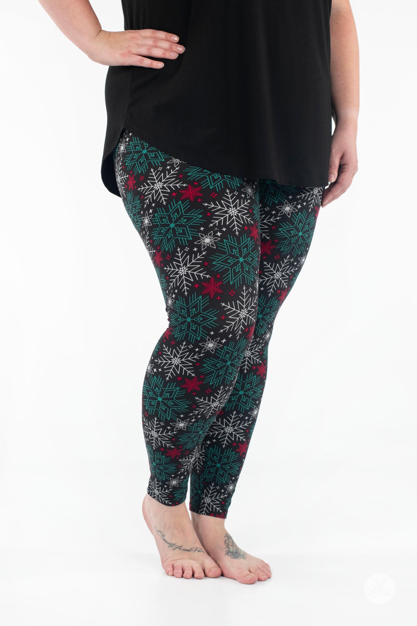 Snow It All Patterned Leggings - Women's Winter Snowflake Print Yoga Pants for Running, Workout & Cold Weather Activities