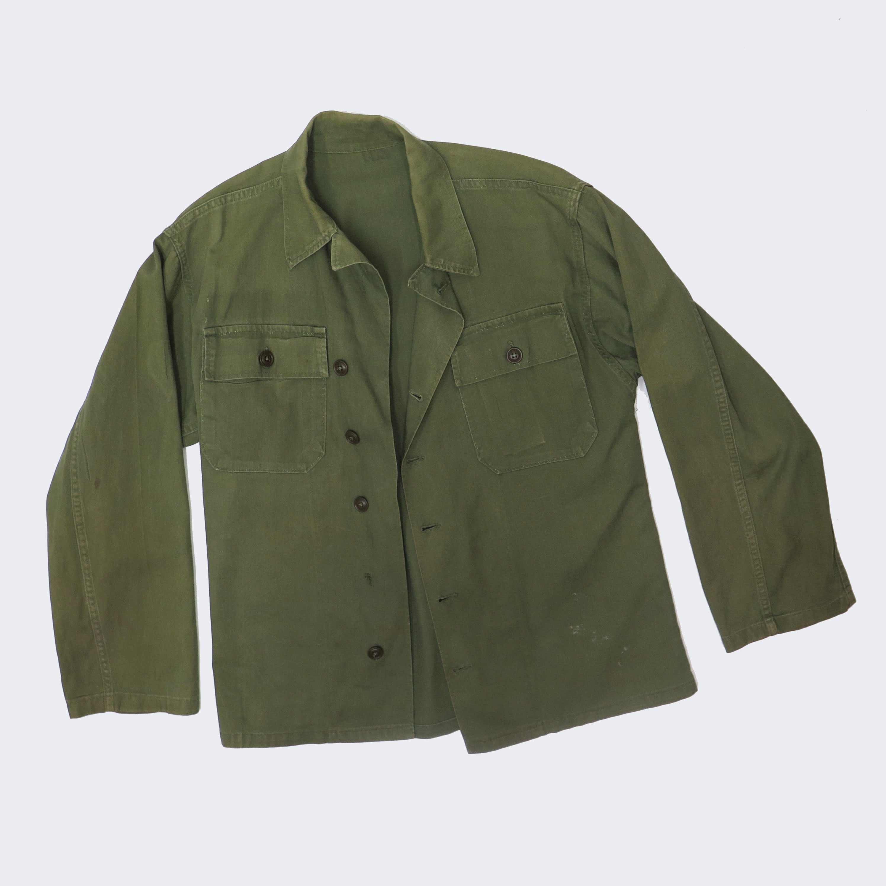 Vintage US Army HBT Utility Shirt - 1950s Early Vietnam War Era Military Surplus - Perfect for Reenactments, Collecting & Outdoor Adventures