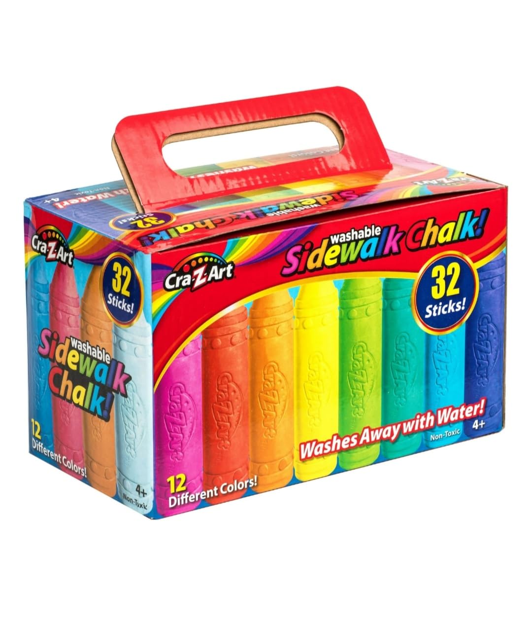 Cra-Z-Art Sidewalk Chalk - 32 Vibrant Colors Non-Toxic Outdoor Chalk for Kids - Perfect for Driveway Art, Playground Fun & Summer Activities