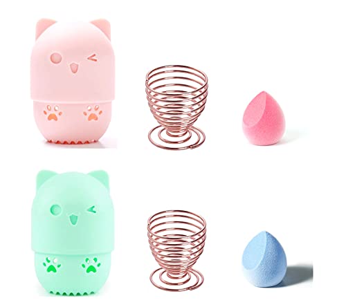 Premium Makeup Sponge Set - 6PCS Microfiber Velvet Beauty Blenders with Silicone Carrying Case | Soft Cosmetic Sponges for Flawless Foundation & Concealer Application | Ideal for Travel, Home & Professional Makeup Kits