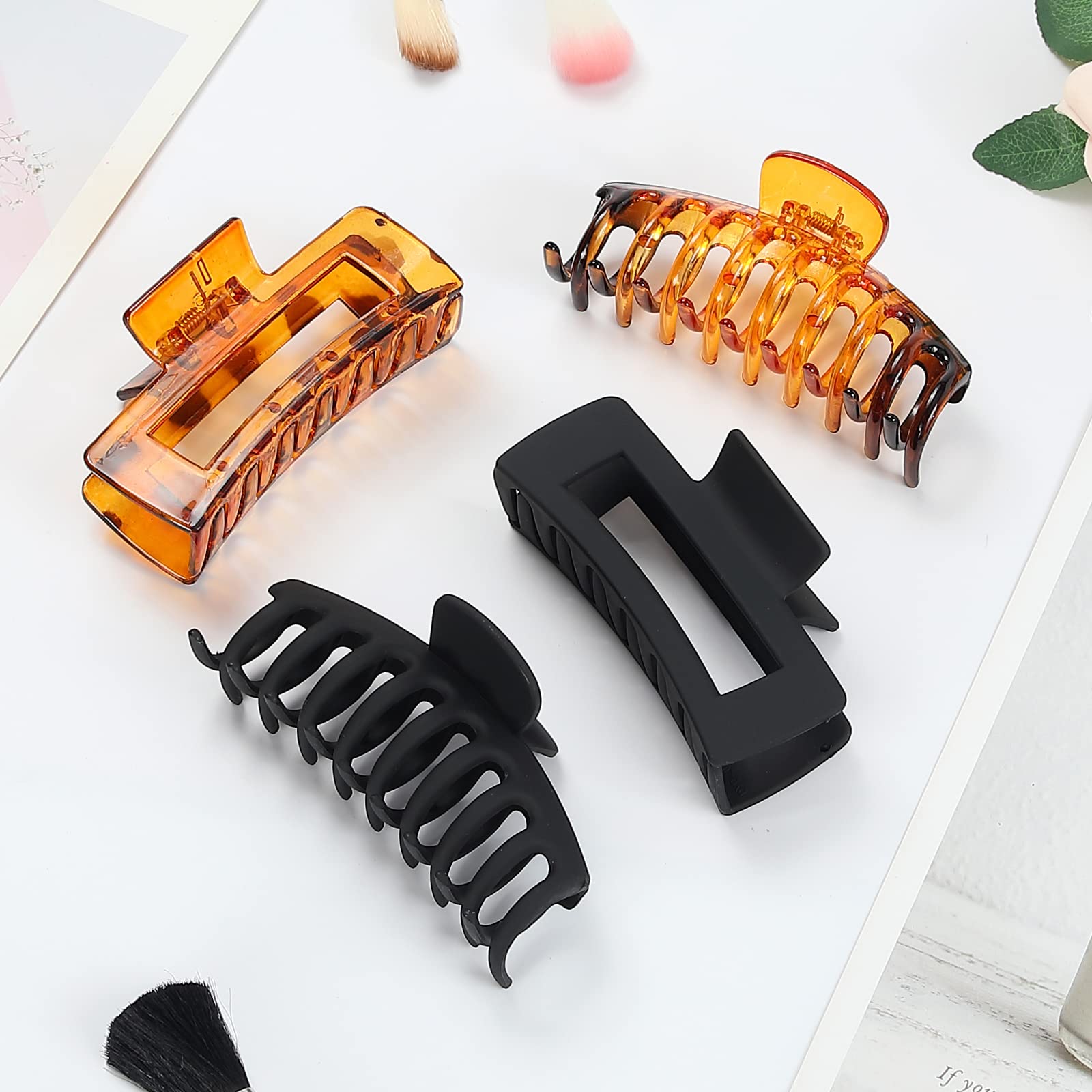 Laxizar 8 Pack Large Hair Claw Clips for Women - 4.3 Inch Rectangular Hair Clips for Styling & Updos