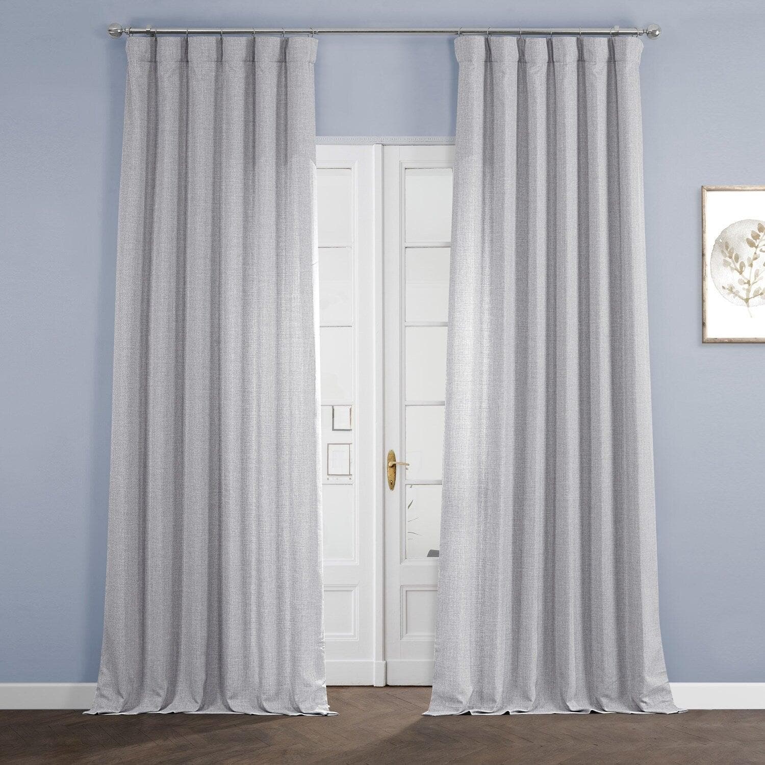 Elegant Grey Italian Faux Linen Blackout Curtains - Room Darkening Window Drapes for Bedroom & Living Room - Noise Reducing & Thermal Insulated for Better Sleep & Privacy
