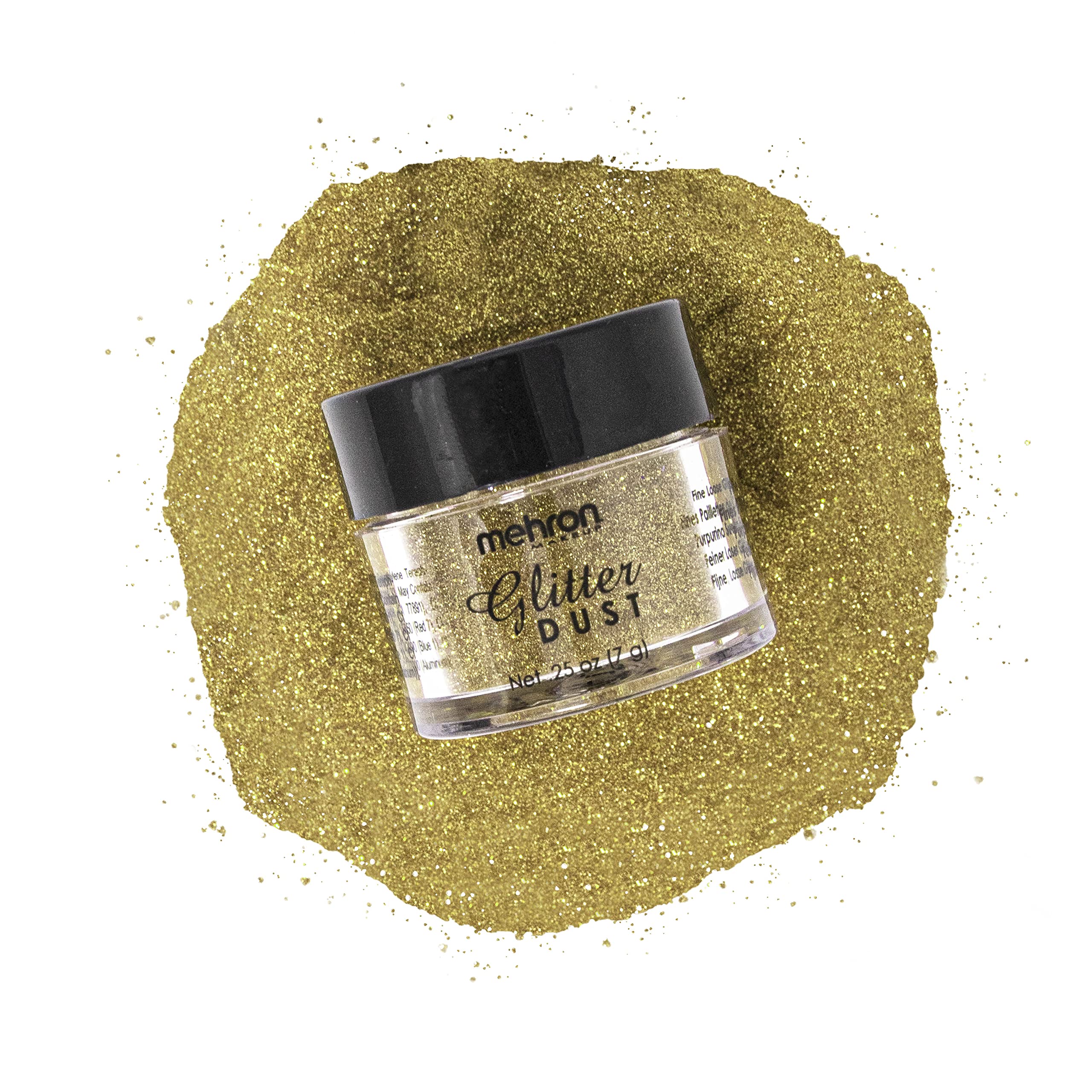 Mehron Makeup Paradise Glitter FX - Professional Cosmetic Loose Glitter for Face, Body & Art - Vibrant Shimmering Gold Glitter .25 oz (7g) - Perfect for Halloween, Cosplay, Festival & Stage Makeup