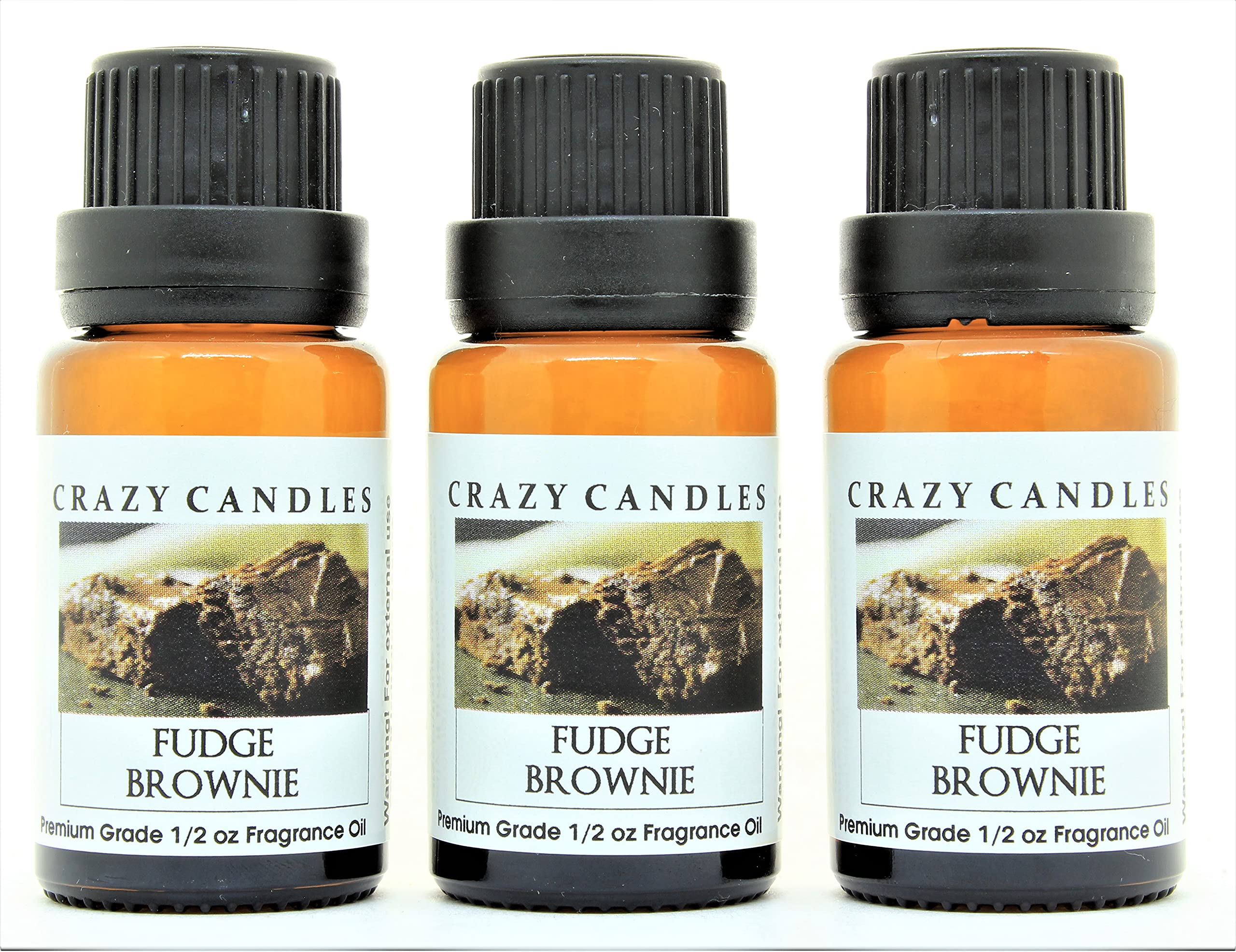 Premium Fudge Brownie Scented Fragrance Oil - 3 Pack (1/2 FL Oz/15ml Each) for Candles, Soaps & Home Diffusers | Gourmet Baking Scent