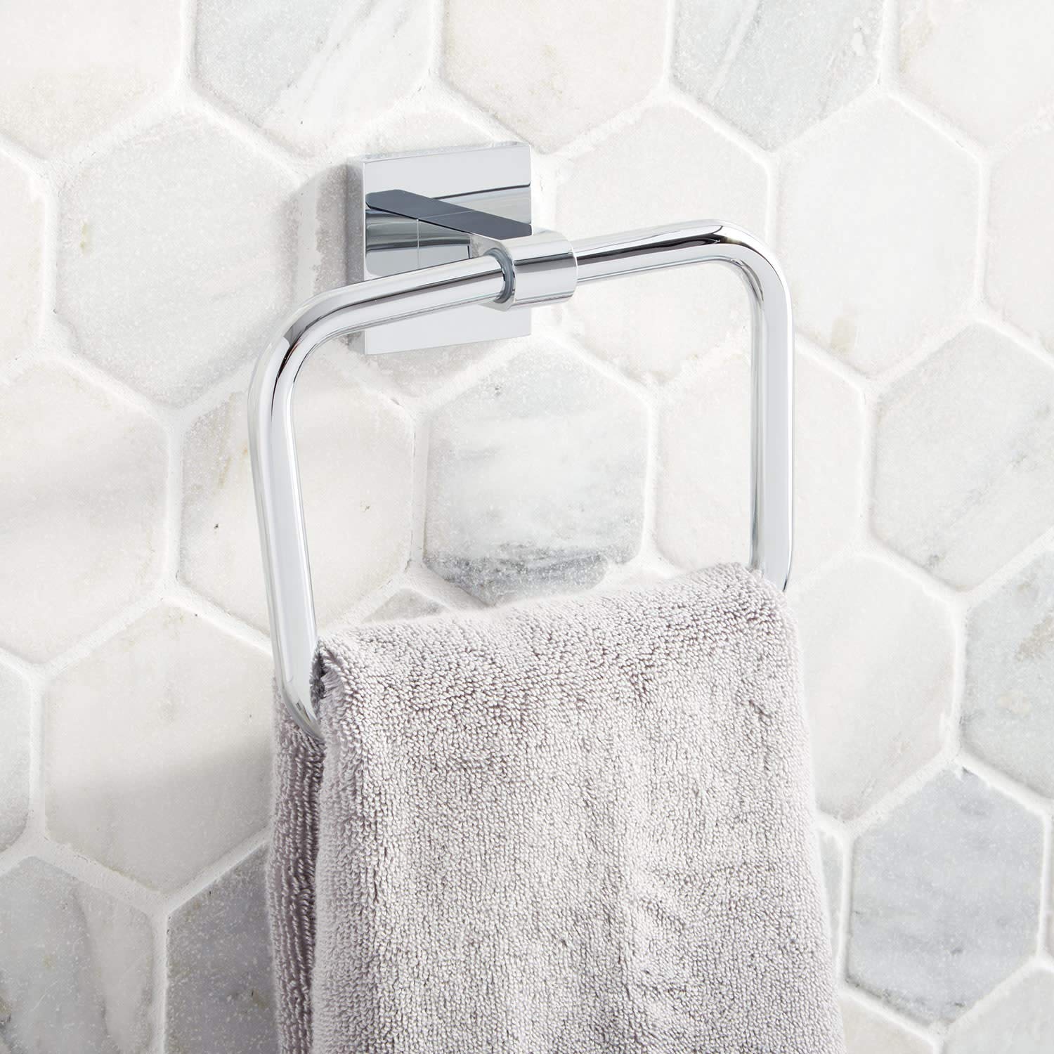 Signature Hardware 448343 Hibiscus Towel Ring - Polished Chrome Bathroom Accessory for Modern & Traditional Decor - Perfect for Bathrooms, Powder Rooms & Spa Settings