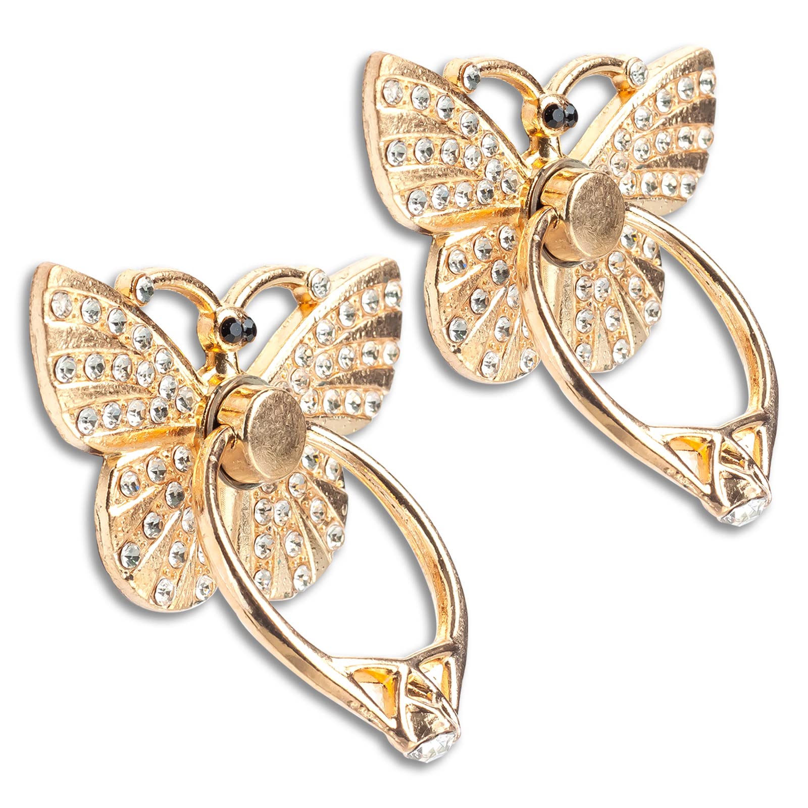 2 Packs Butterfly Glitter Bling Phone Ring Holder with Sparkle Rhinestones - Diamond Phone Grip Stand for Cell Phones & Tablets - Perfect for Hands-Free Viewing, Selfies, and Secure Grip