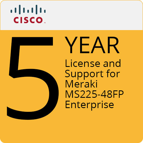 Cisco Meraki MS225-48FP 5-Year Enterprise License for Network Switch - High-Performance Networking Solution for Business & Data Centers