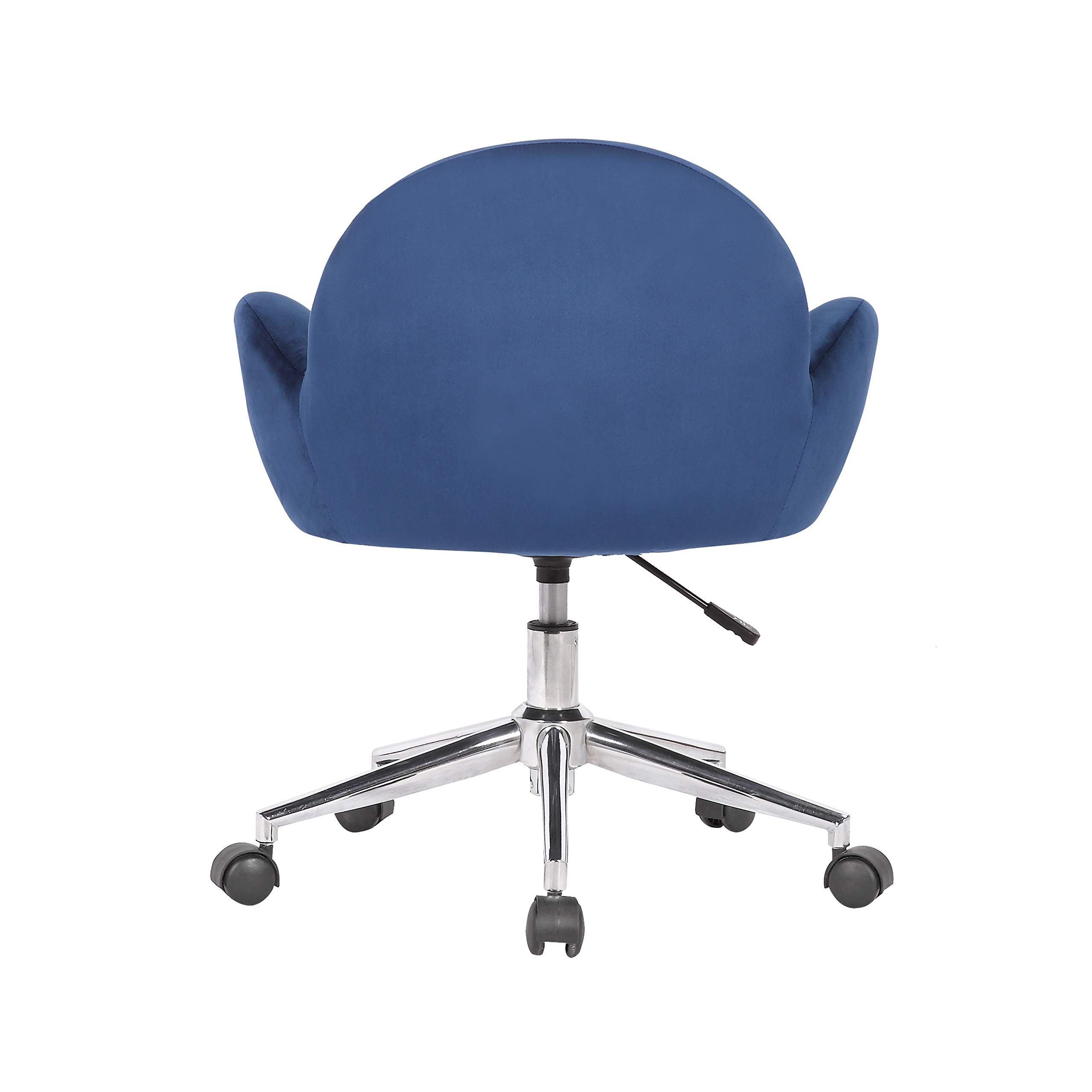 Porthos Home Quon Swivel Office Chair - Soft Velvet Upholstery, Adjustable Height, Rounded Low Back & Chrome Metal Base with Roller Casters | Ergonomic Desk Chair for Home Office, Study Room & Workspace