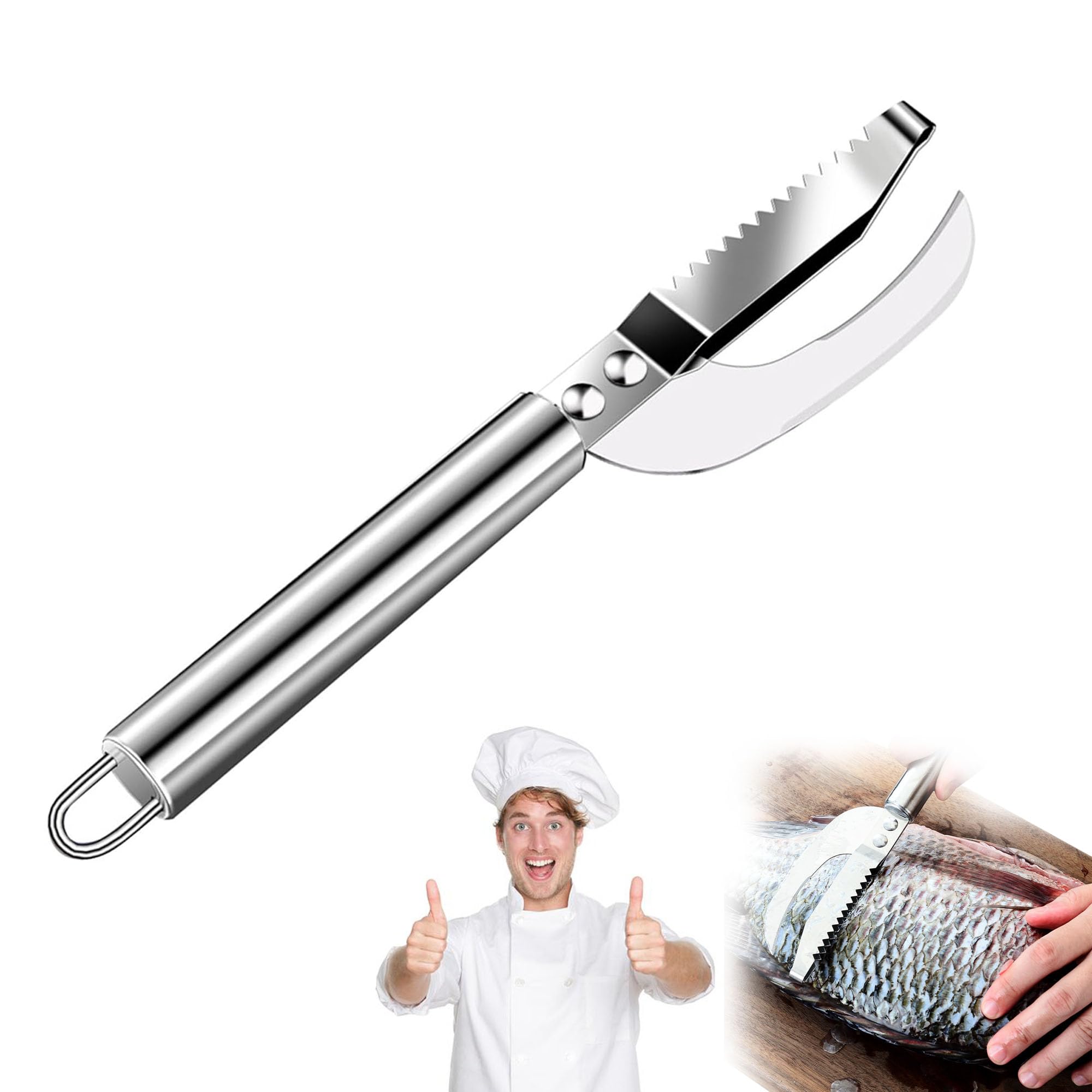Premium 3-in-1 Stainless Steel Fish Maw Knife - Multi-Functional Fish Scale Remover & Kitchen Tool for Home Cooking, Cleaning & Food Prep | Perfect for Seafood Lovers & Professional Chefs