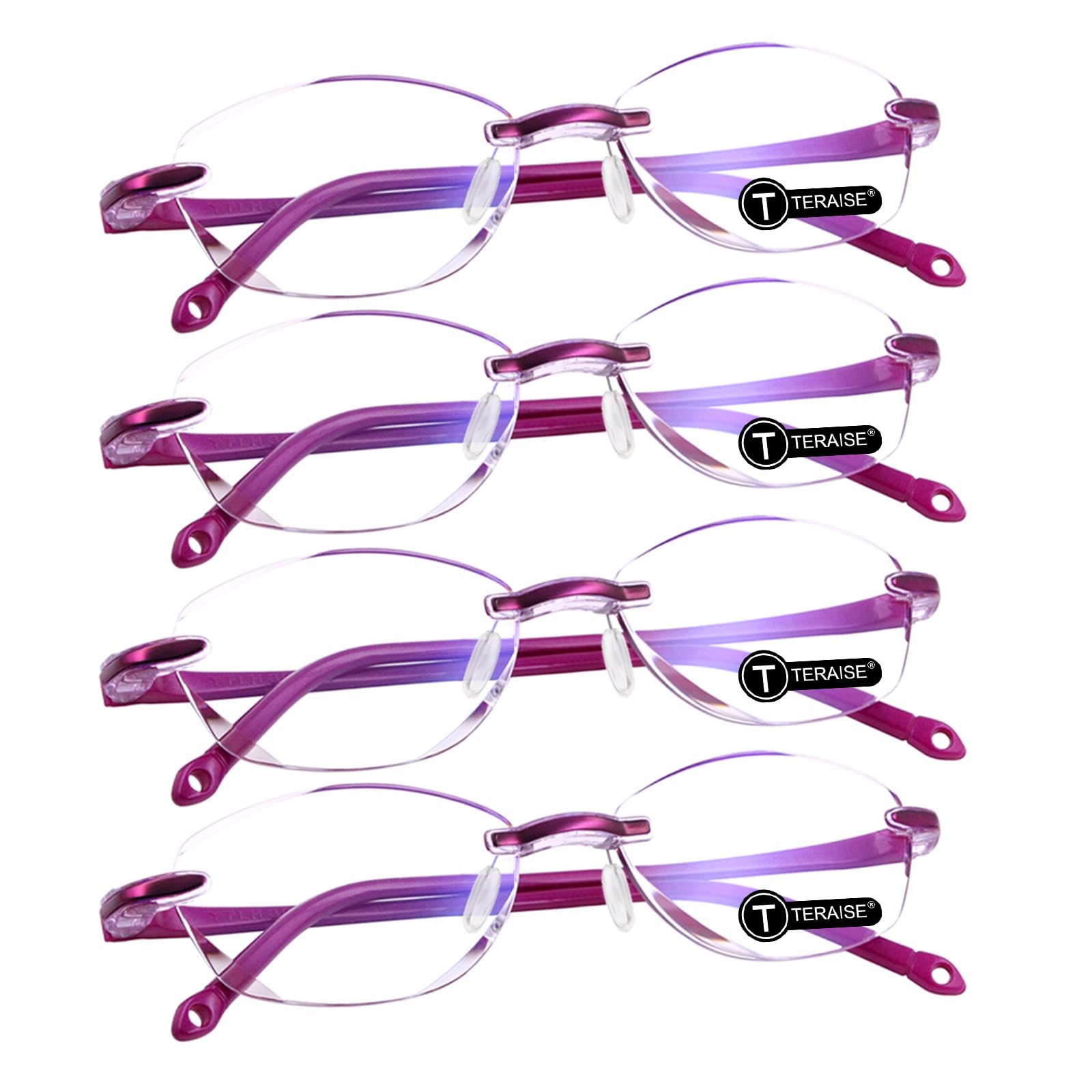 TERAISE Blue Light Blocking Reading Glasses for Women - Anti-Fatigue Computer Glasses with Diamond-Cut Design - Perfect for Office Work, Screen Time & Reading Books
