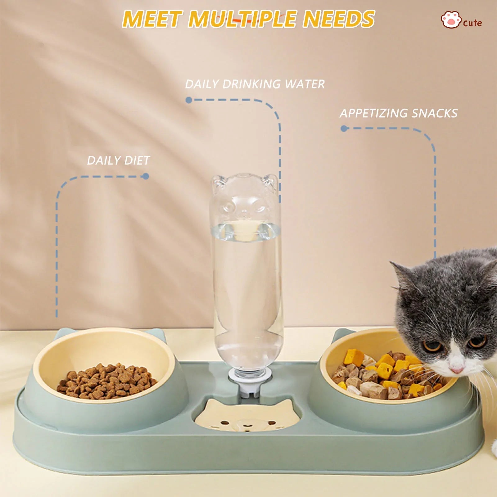Automatic Pet Water Dispenser and Food Bowl - Self-Filling Dog & Cat Feeder for Home, Travel, and Outdoor Use