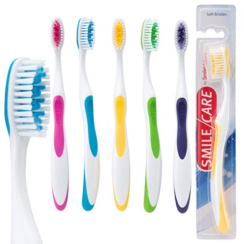 Smile Care Adult Super Grip Toothbrushes - Pack of 48 | Soft Bristles for Sensitive Teeth & Gum Care | Perfect for Travel, Home & Office Use
