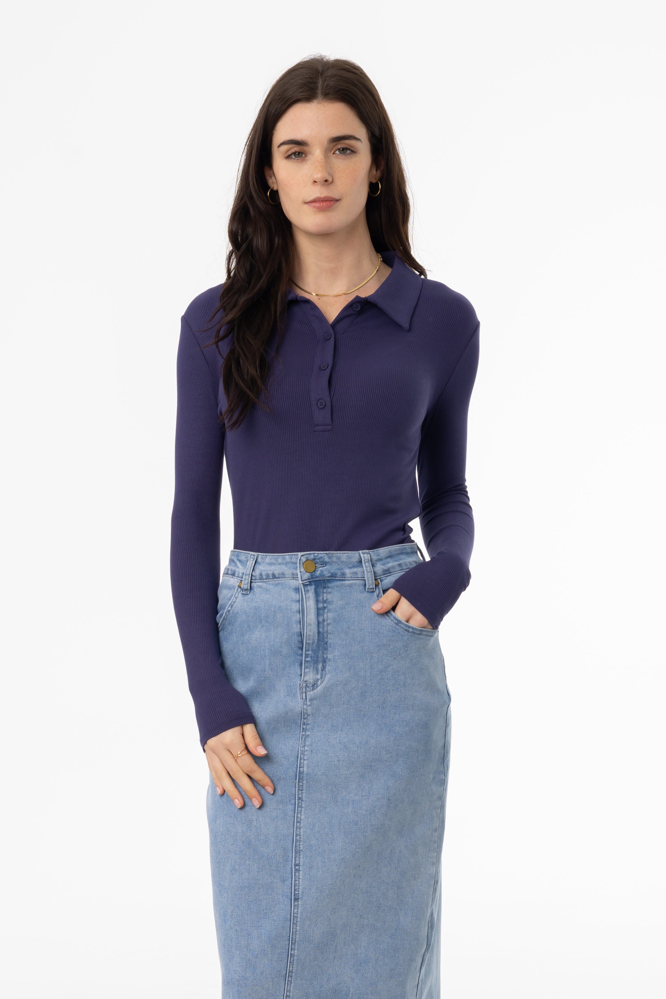 Navy Ribbed Polo T-Shirt for Men - Comfortable Cotton Casual Shirt - Perfect for Work, Golf & Everyday Wear