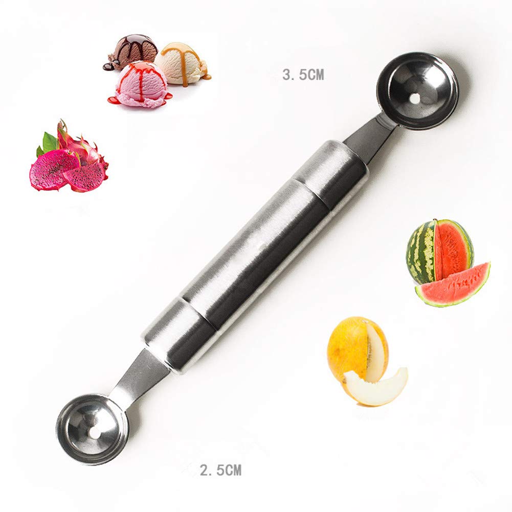 Premium Stainless Steel Melon Baller Scoop Set - Dual-Purpose Fruit Carving Knife & Ice Cream Scoop - Dishwasher Safe - Perfect for Fruit Platters, Cocktail Garnishes & Dessert Serving