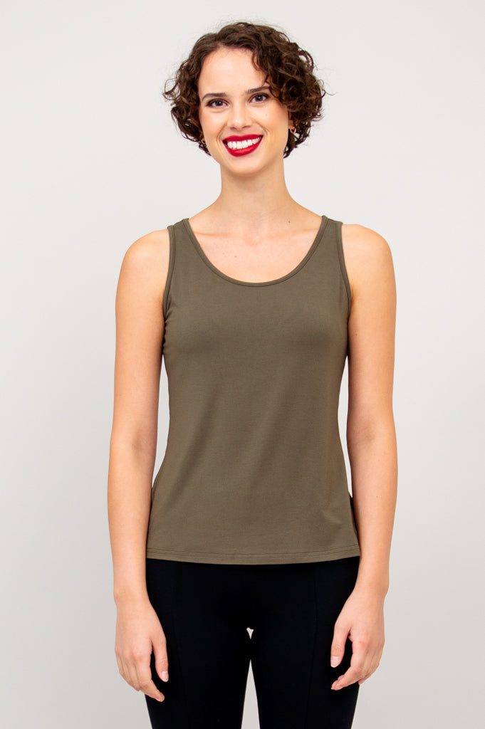 Avalon Bamboo Tank Top for Women - Soft & Breathable Khaki Camisole - Perfect for Yoga, Summer Outfits & Casual Wear