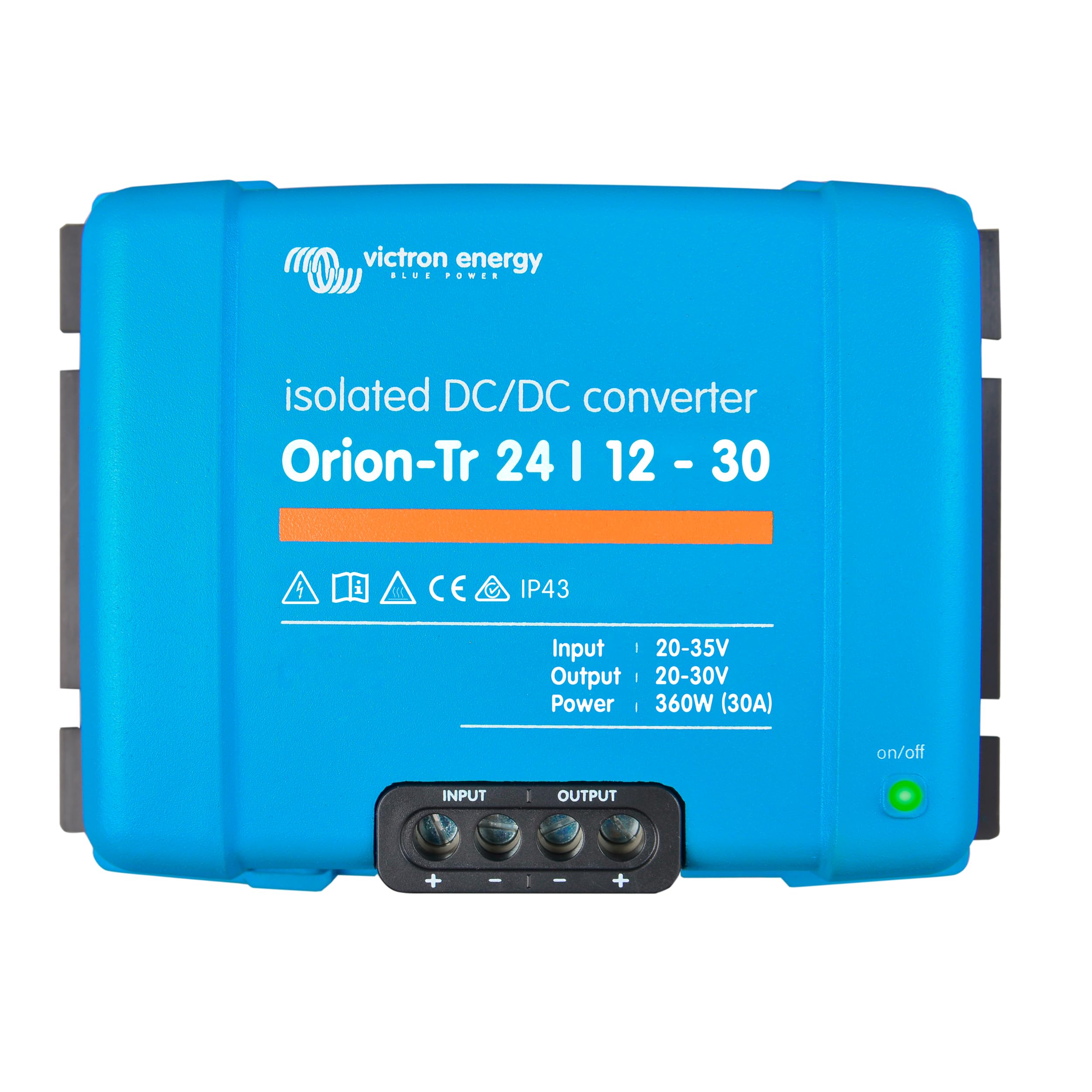 Victron Energy Orion-Tr IP43 24V to 12V 30A 360W Isolated DC-DC Converter - Perfect for Marine, RV, and Off-Grid Solar Power Systems