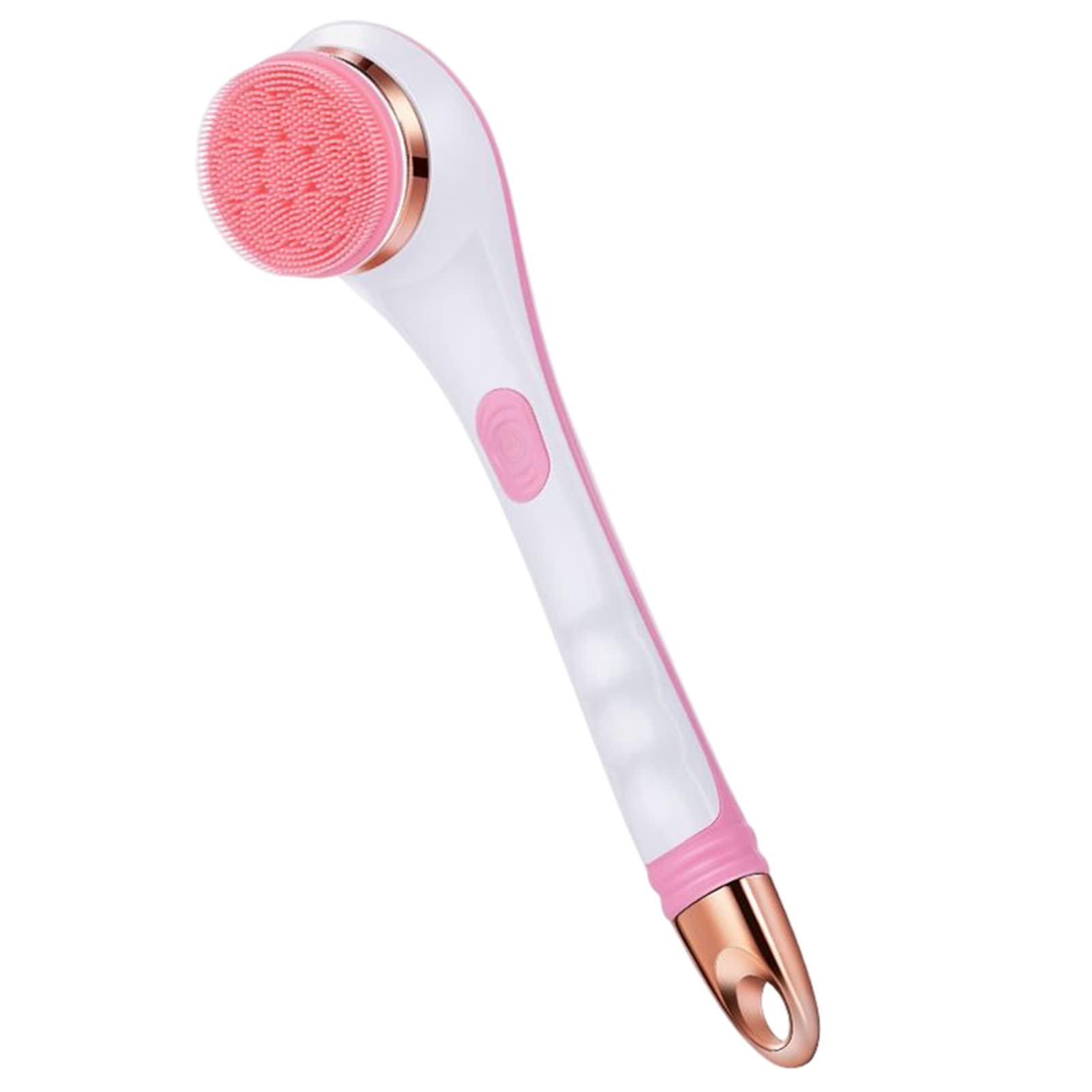 4 in 1 Rechargeable Electric Body Brush with Long Handle - Exfoliating Back Scrubber & Cleansing Massage Brush for Shower (Pink) - Perfect for Deep Cleaning, Dead Skin Removal & Relaxing Spa Experience at Home