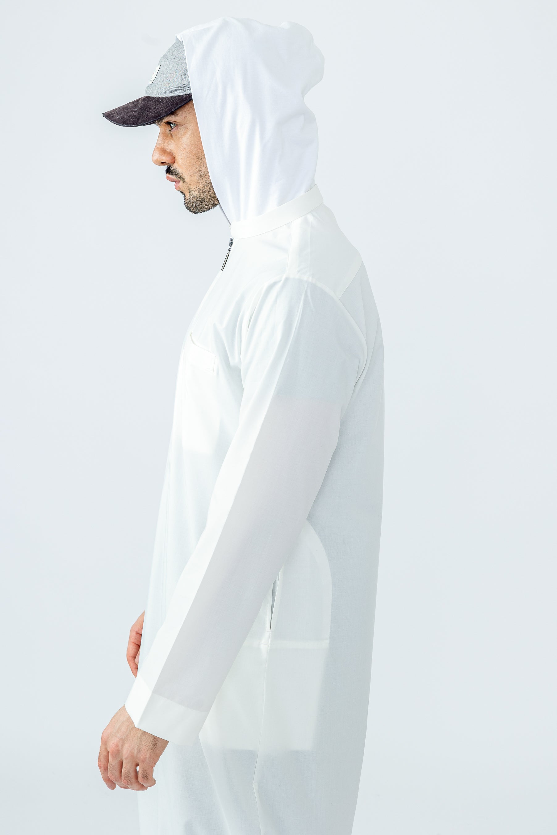 Premium Cream Urban Hooded Jubbah for Men - Soft Cotton Streetwear Hoodie with Kangaroo Pocket | Perfect for Casual Wear, Outdoor Activities & Layering in Cool Weather