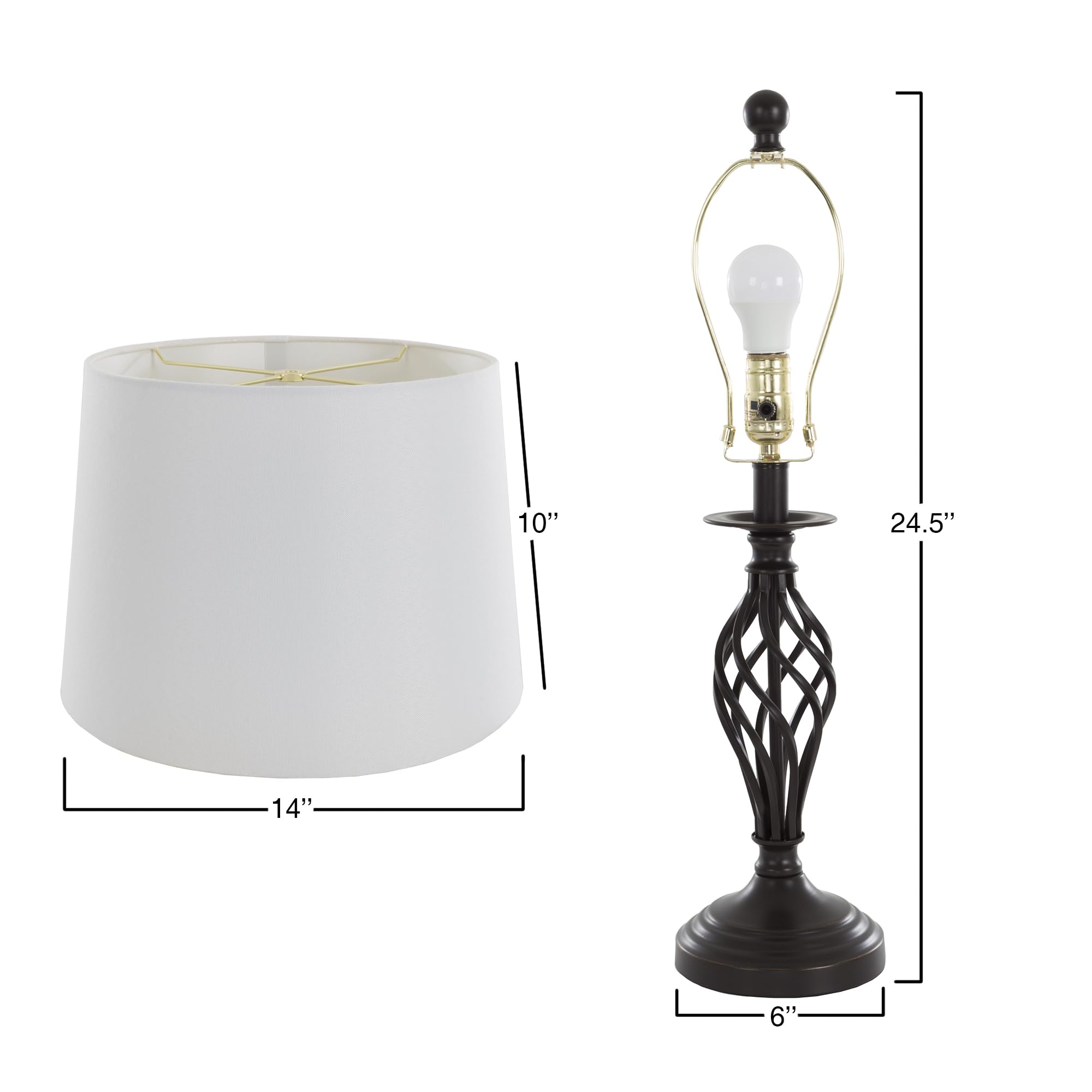 Stylish Spiral Cage Design Table and Floor Lamp Set of 3 - Modern Bronze Lighting Fixtures with LED Bulbs for Living Room, Bedroom, Entryway | Perfect for Home Decor, Reading Nook & Ambient Lighting