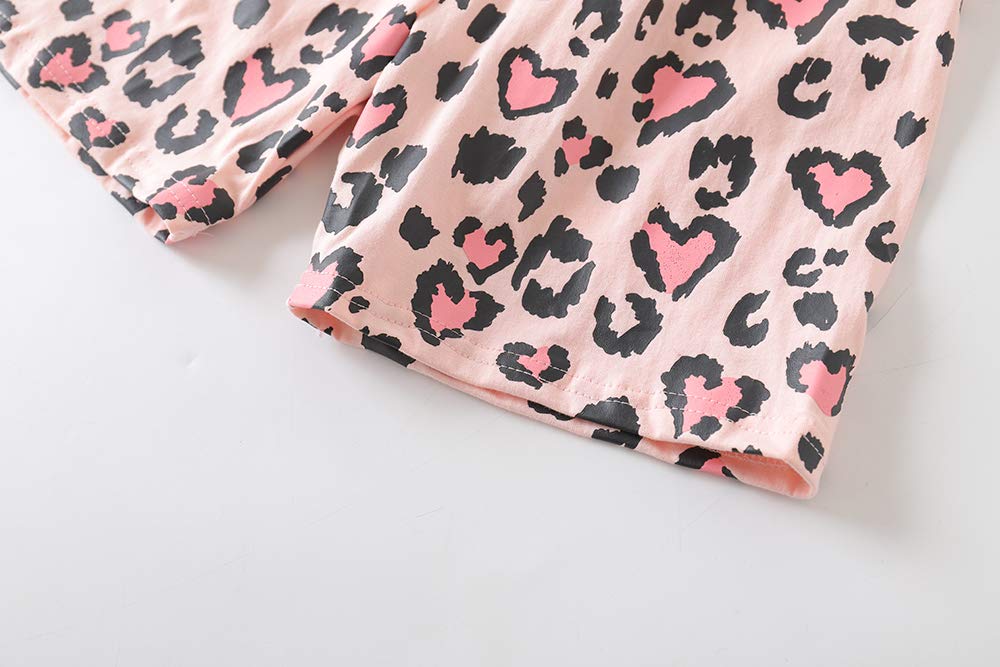 MyFav Women's Summer Pajama Set - Heart Print Cute Sleepwear Shorts & Top for Big Girls - Comfortable Lounge Wear for Sleepovers, Vacation & Relaxing at Home