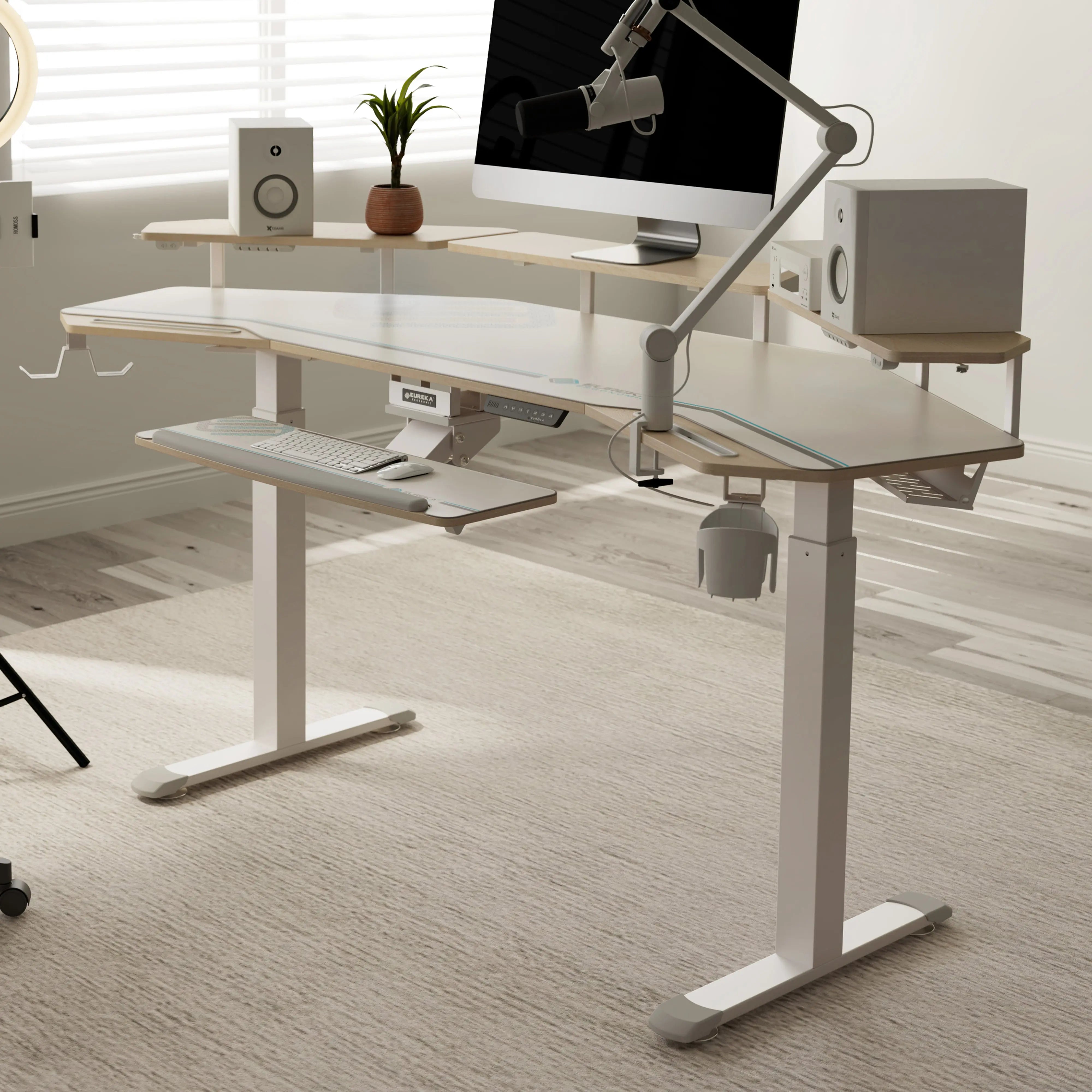 Aero Pro Wing Shaped Standing Desk 72x23 Inches - Adjustable Height Ergonomic Workstation for Home Office & Gaming Setup