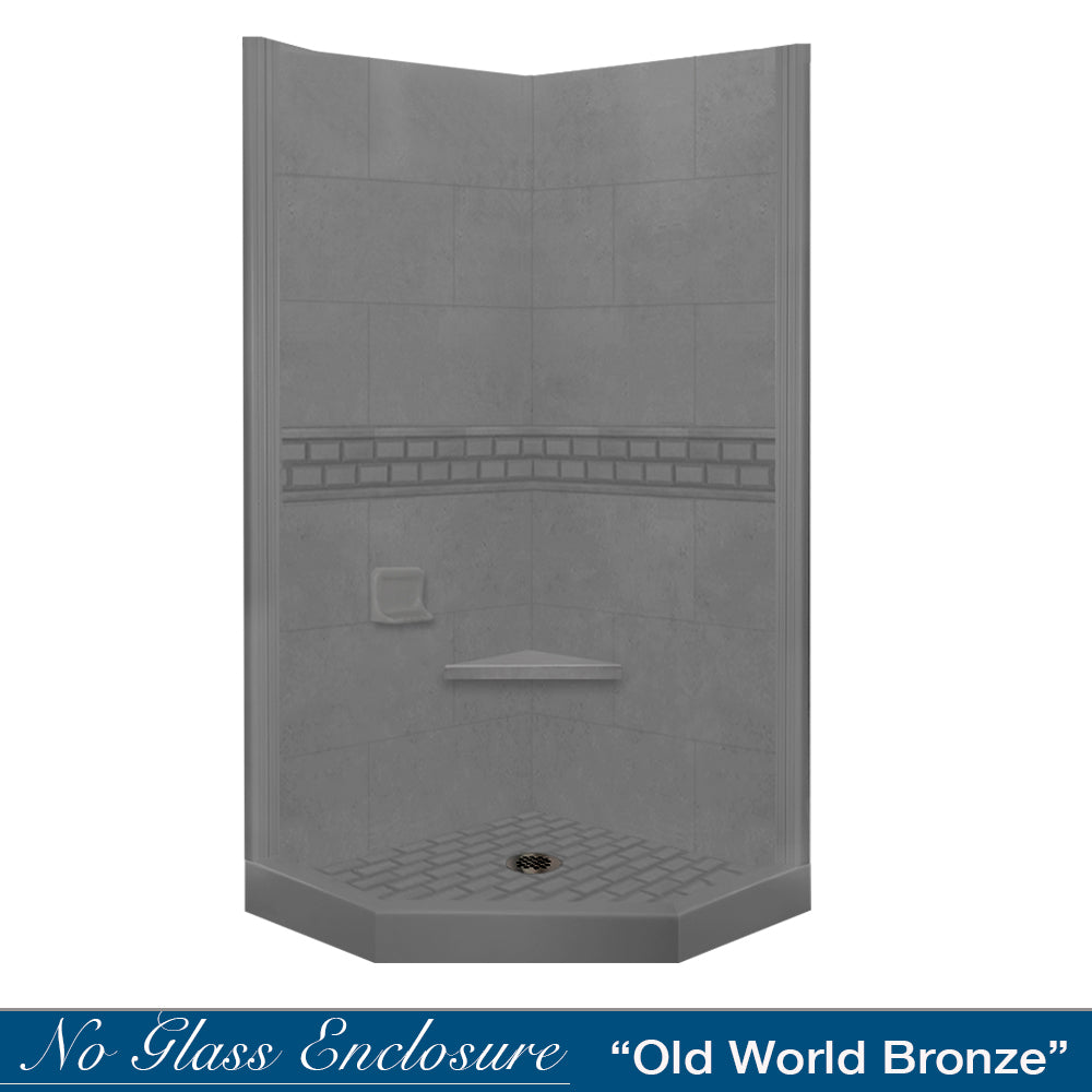 Neo Angle Wet Cement Sistine Stone & Subway Tile Shower Remodel Kit - DIY Bathroom Renovation for Modern Home Upgrade