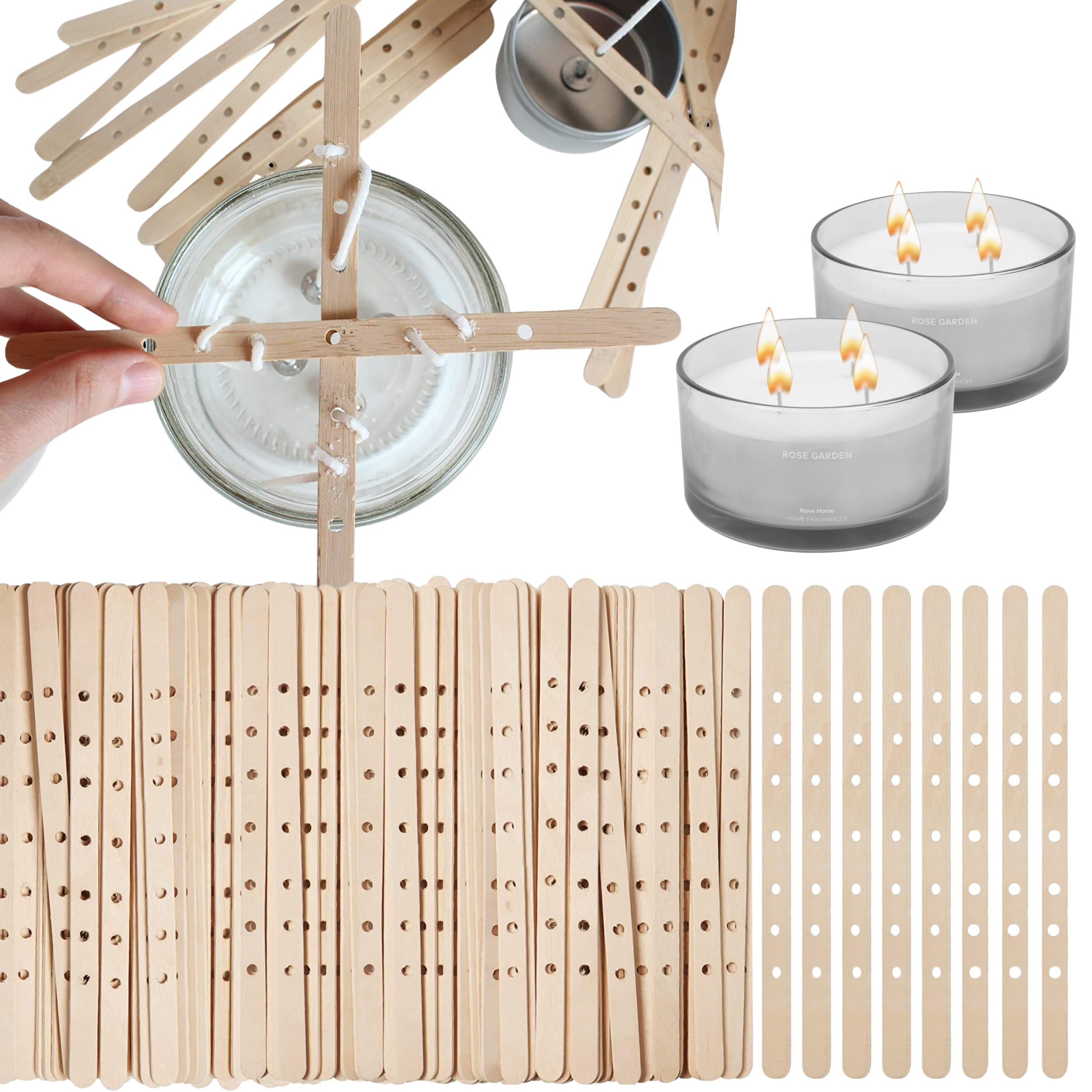 100PCS 7-Inch Candle Wick Holders with 7 Holes - Premium Centering Tool for DIY Candle Making - Perfect for Soy Wax, Beeswax & Paraffin Candles (Home Decor, Gifts, Craft Projects)