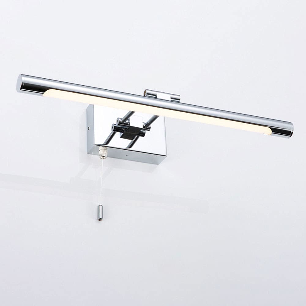 Siet LED Bathroom Mirror Lights - Chrome Vanity Cabinet Wall Lamp with Pull Cord, Wall Mounted Toilet Mirror Lighting for Bathroom Decor - Perfect for Makeup Vanity, Shaving & Grooming Area Lighting