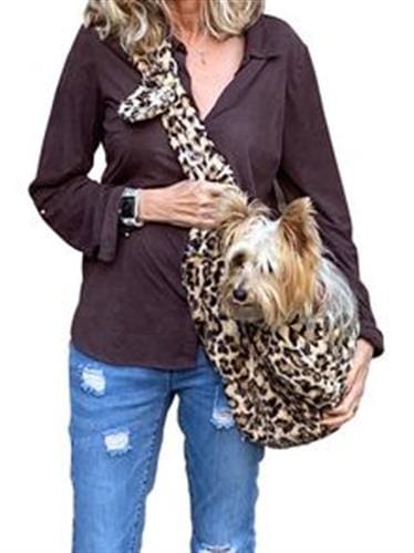 Leopard Print Adjustable Sling Bag Dog Carrier - Hands-Free Pet Carrier for Small Dogs, Cats & Puppies - Perfect for Travel, Hiking, Shopping & Outdoor Adventures