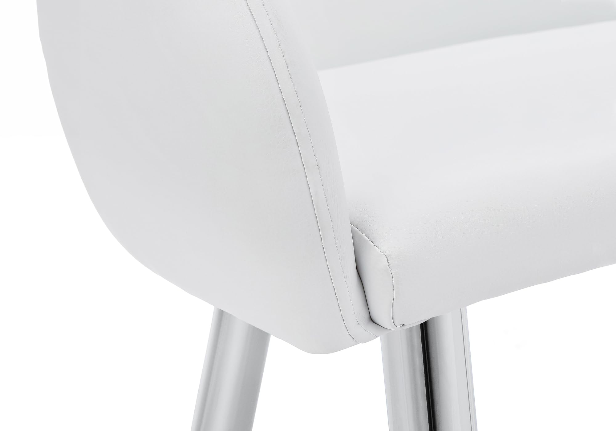 Monarch Specialties I 1190 Modern Dining Chairs - Set of 2 Upholstered PU Leather Side Chairs with Metal Frame in White & Chrome | Perfect for Kitchen, Dining Room & Contemporary Home Decor
