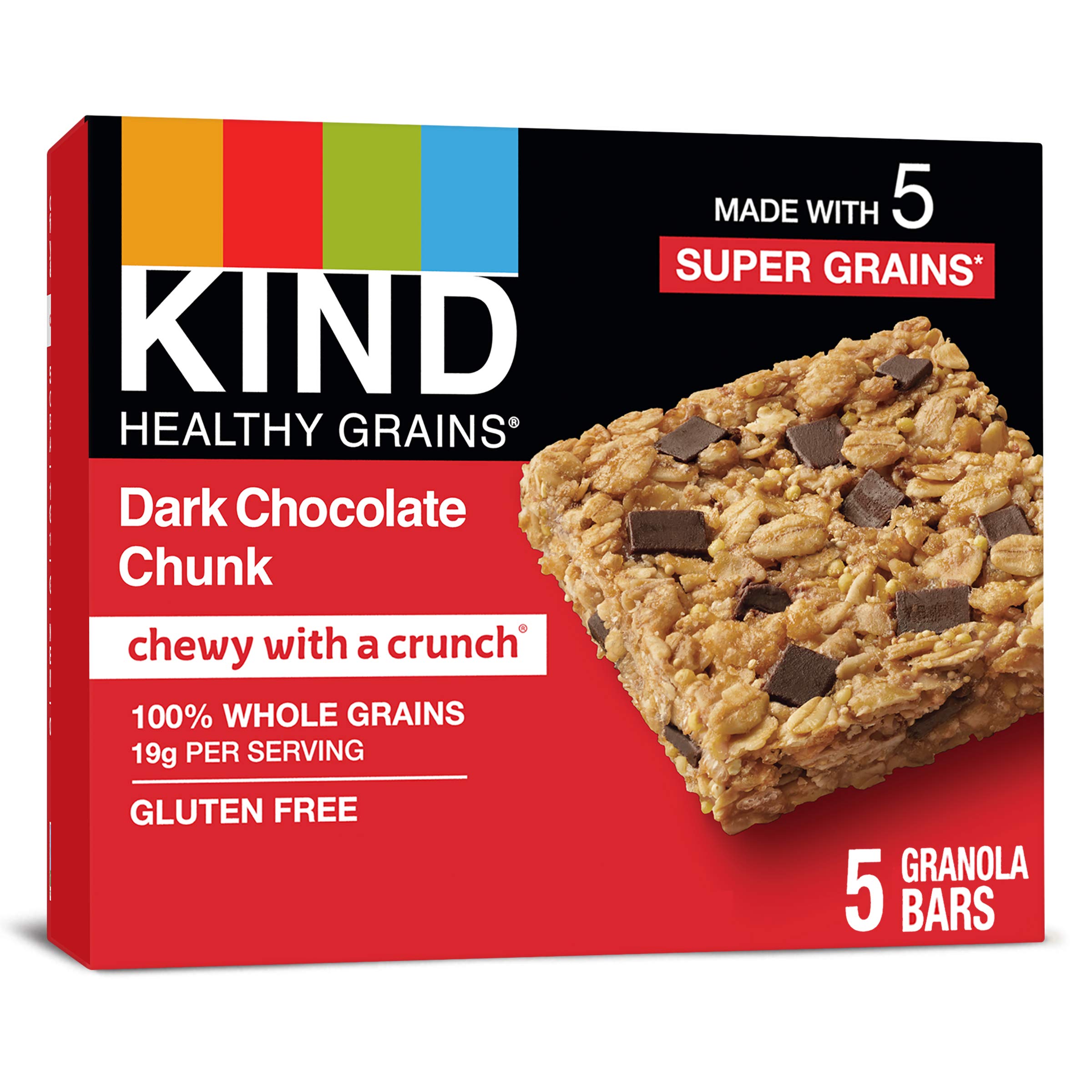 KIND Healthy Grains Dark Chocolate Chunk Bars - Gluten Free Snacks, 1.2 Oz (40 Count) - Perfect for On-the-Go Breakfast, Office Snacks & Healthy Desserts