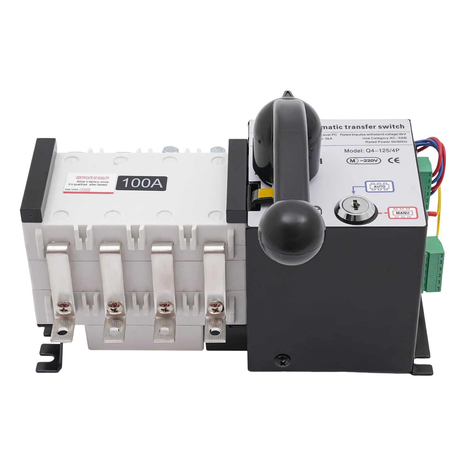 110V/230V 100 Amp Automatic Transfer Switch (ATS) - Dual Power Generator Changeover Switch, 4P Isolation Type for Home & Commercial Backup Power