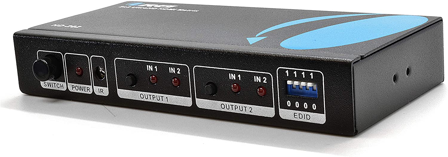 OREI HD-202 2x2 HDMI 1.4 Matrix Switch/Splitter with Remote - 2 Input 2 Output, PIP, MHL, 3D, 4K x 2K @30Hz - Perfect for Home Theater, Gaming & Conference Room Setup