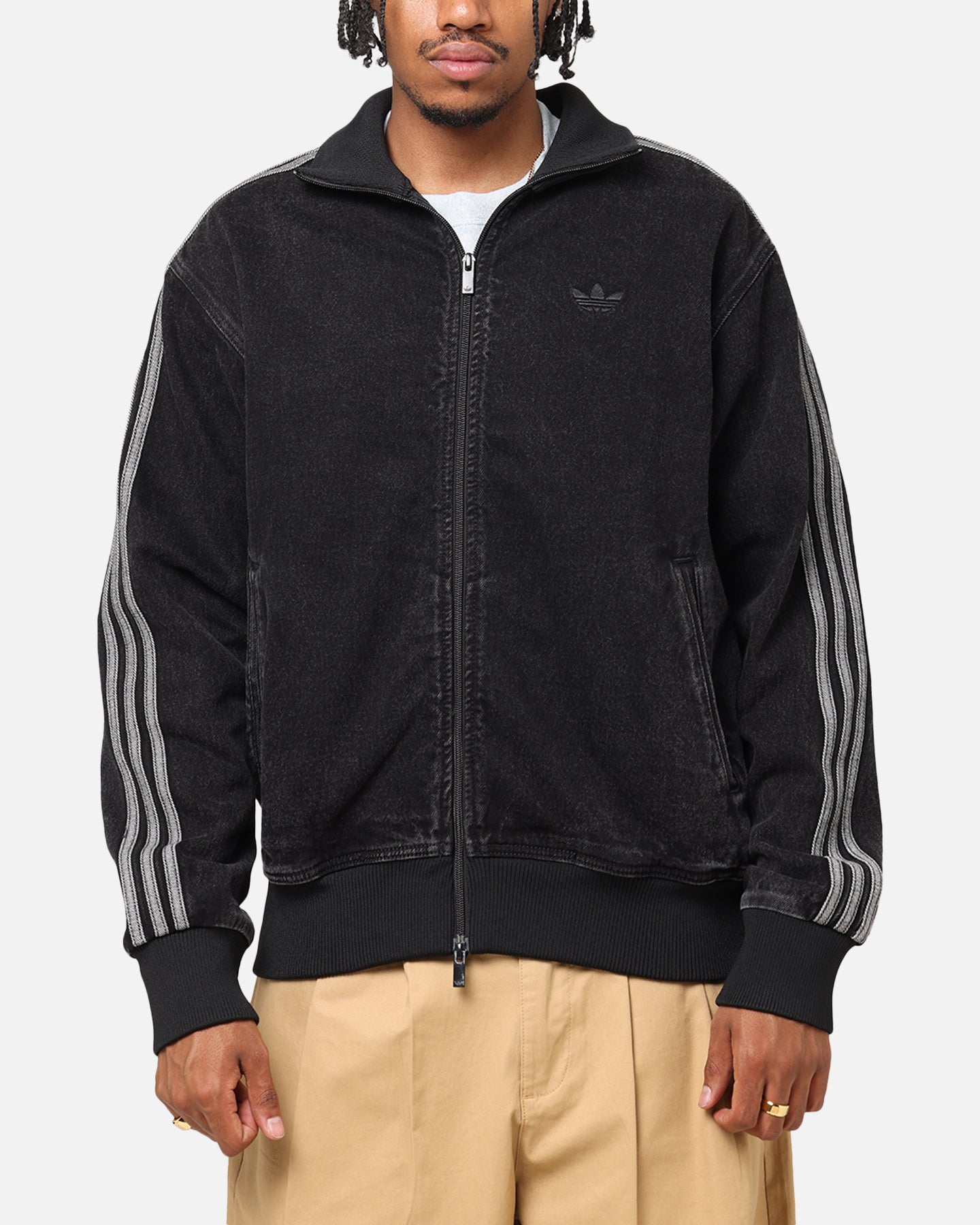 Adidas Adicolor Denim Firebird Track Jacket - Men's Vintage Style Athletic Windbreaker for Running & Casual Wear | True Black