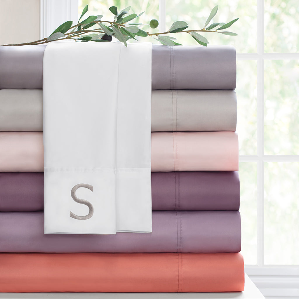 Premium 400 Thread Count Lilac Bed Sheet Set - Fitted Sheet, Flat Sheet & Pillowcases - Soft & Breathable for Ultimate Comfort - Perfect for Master Bedroom, Guest Room & Dormitory