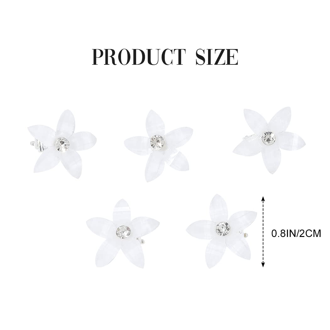 BARTOSI Small White Flower Hair Clips - Pack of 5 Floral Hair Barrettes for Women & Girls | Wedding, Bridal, Boho, Princess & Rapunzel Hair Accessories