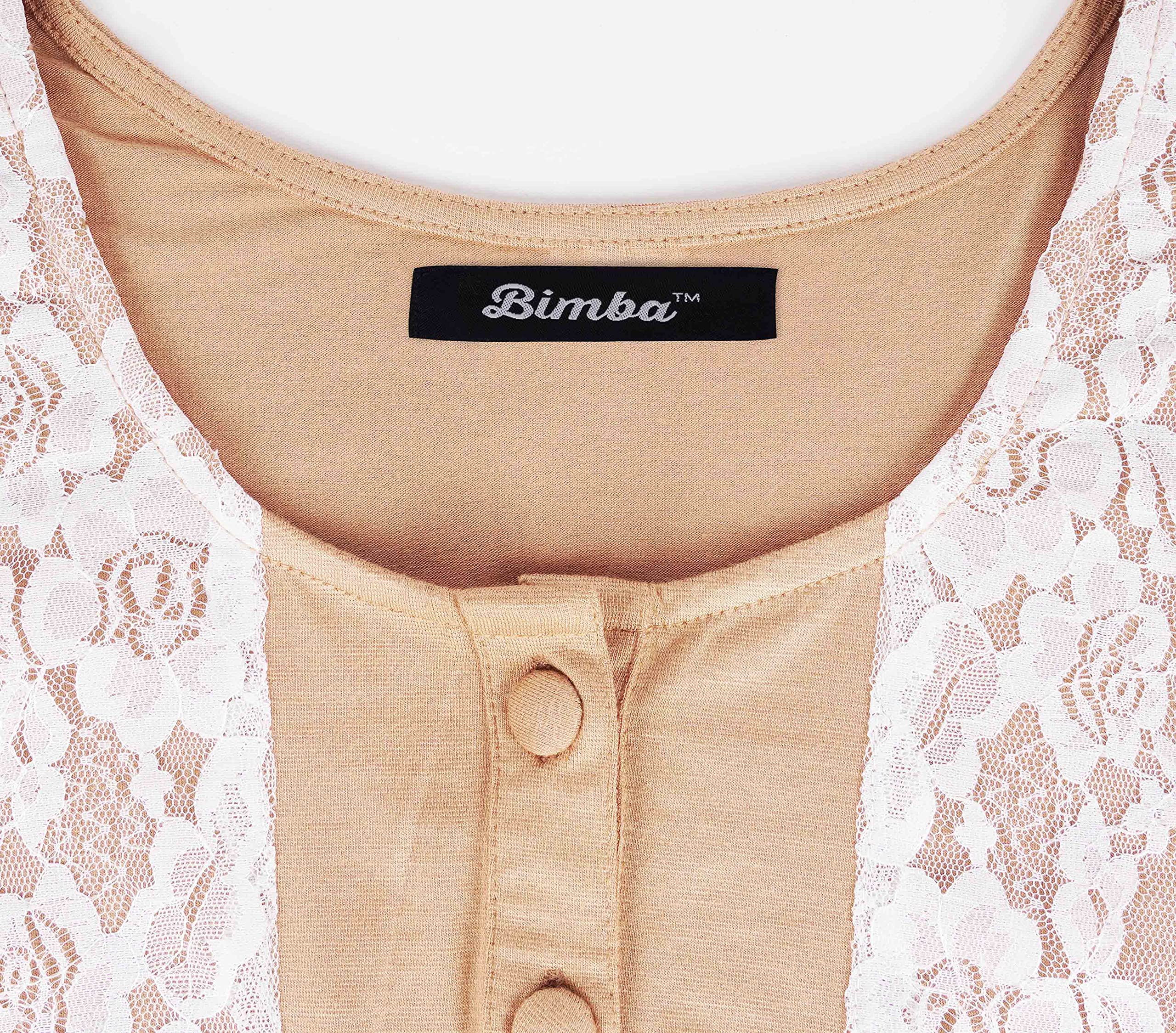 Bimba Women's 2-Piece Sleepwear Set - Lace Top & Comfortable Pajama Pants for Nightwear | Soft & Breathable Sleep Outfit for Lounge, Travel & Relaxation at Home