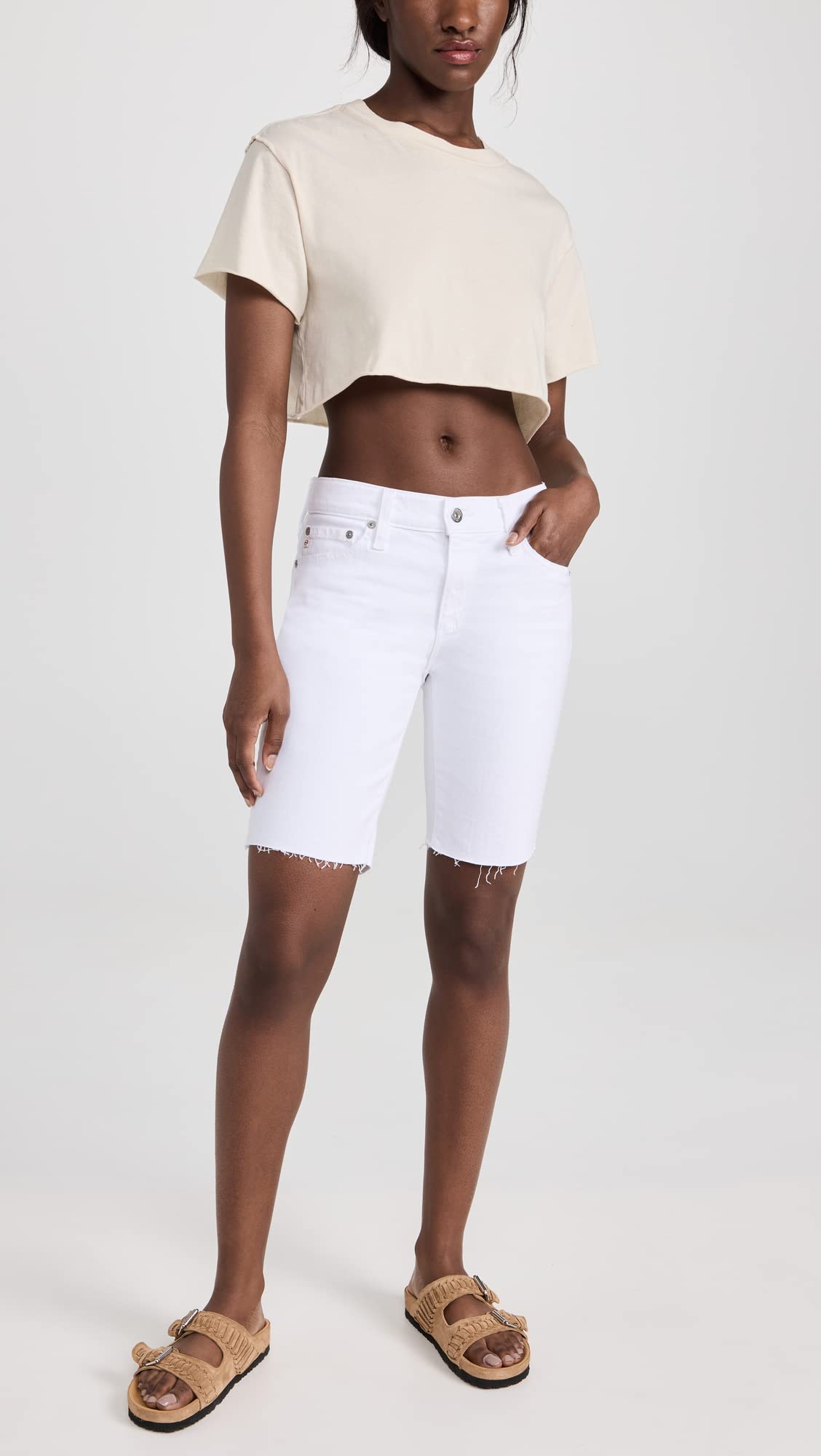 AG Adriano Goldschmied Women's Nikki High-Rise Denim Shorts - Comfortable Stretch Jeans for Summer, Casual Wear & Beach Outfits