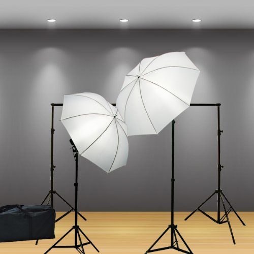 Professional Photography Lighting Kit - 2 Umbrella Continuous Lights with Stands & Backdrop Support System for Studio, YouTube, TikTok Videos - Perfect for Portraits, Product Shoots & Live Streaming (Model LHDK2)