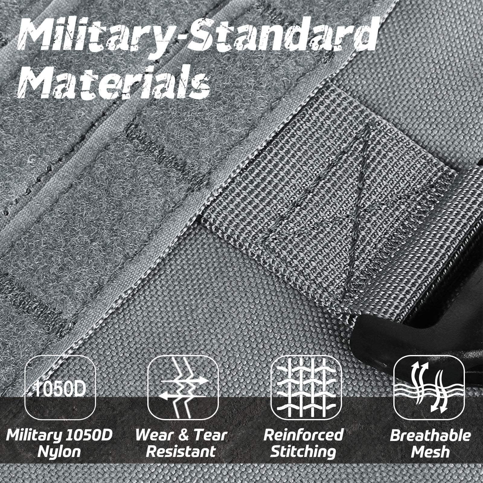 Rabbitgoo Heavy Duty Tactical Dog Harness for Large Breeds - Adjustable No-Pull Service Dog Vest with Handle for Training, Hunting & Walking (Grey, Size L) - Perfect for Outdoor Adventures, Police K9 Work & Daily Walks