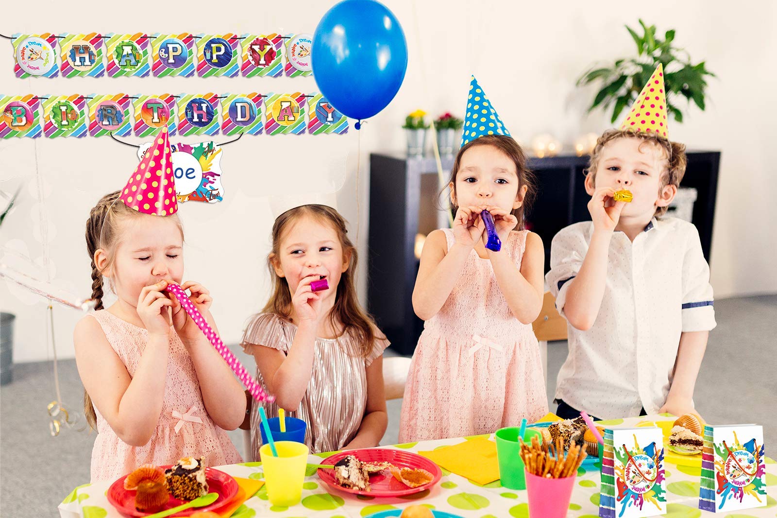 LARZN Premium Art Party Favor Bags - 12 Pack Medium Treat Bags for Paint Parties, Birthday Decorations & Gift Goodie Bags | Perfect for Kids Crafts, Classroom Activities & Party Favors