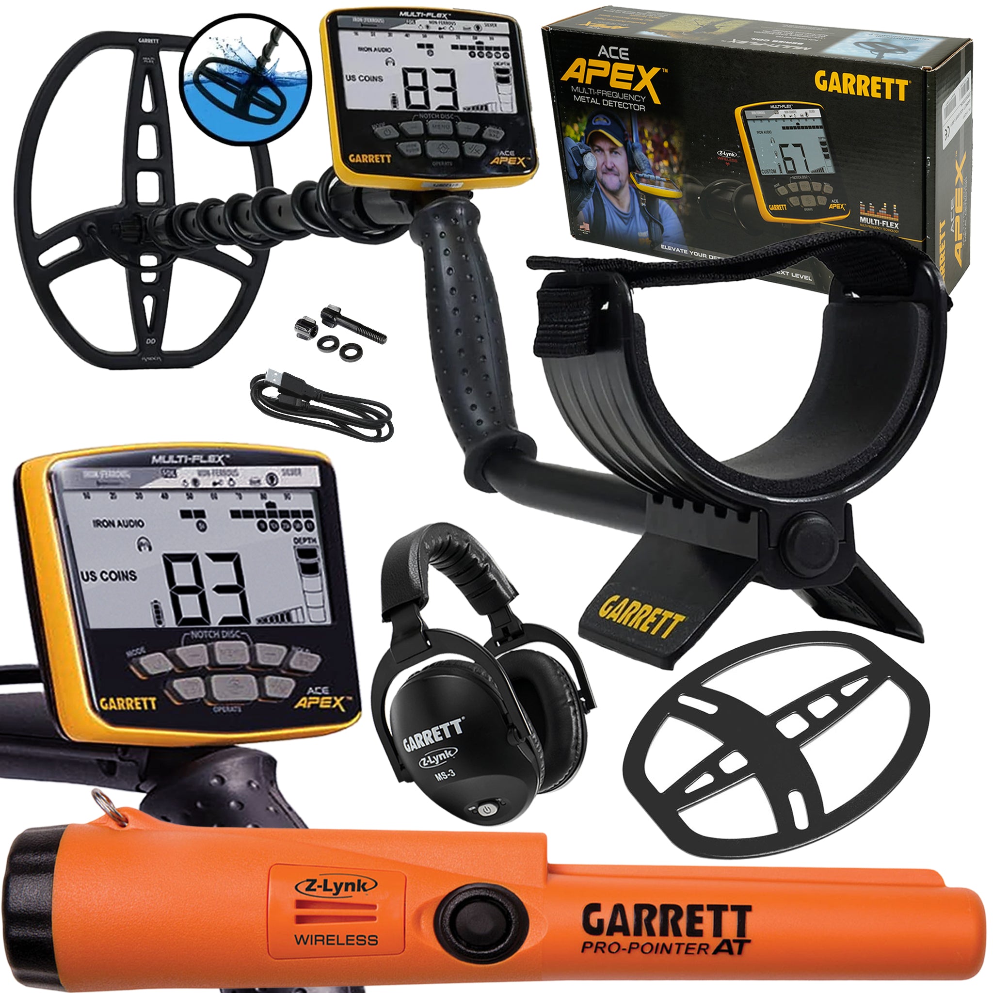 Garrett ACE APEX Metal Detector with Wireless Headphones & Pinpointer - Professional Waterproof Metal Detecting Kit for Treasure Hunting, Beach, Park & Outdoor Adventures