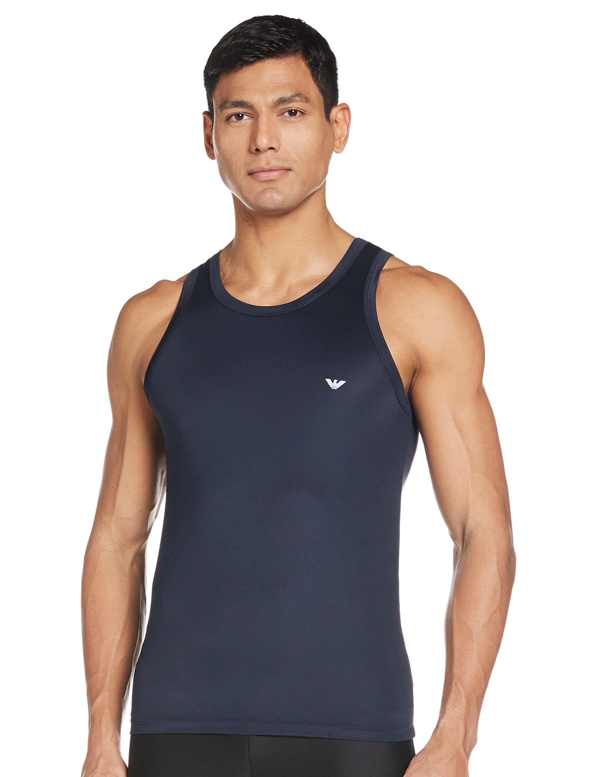 Emporio Armani Men's Blue Microfiber Sleeveless Tank Top - Lightweight & Breathable for Gym, Workout, and Summer Casual Wear