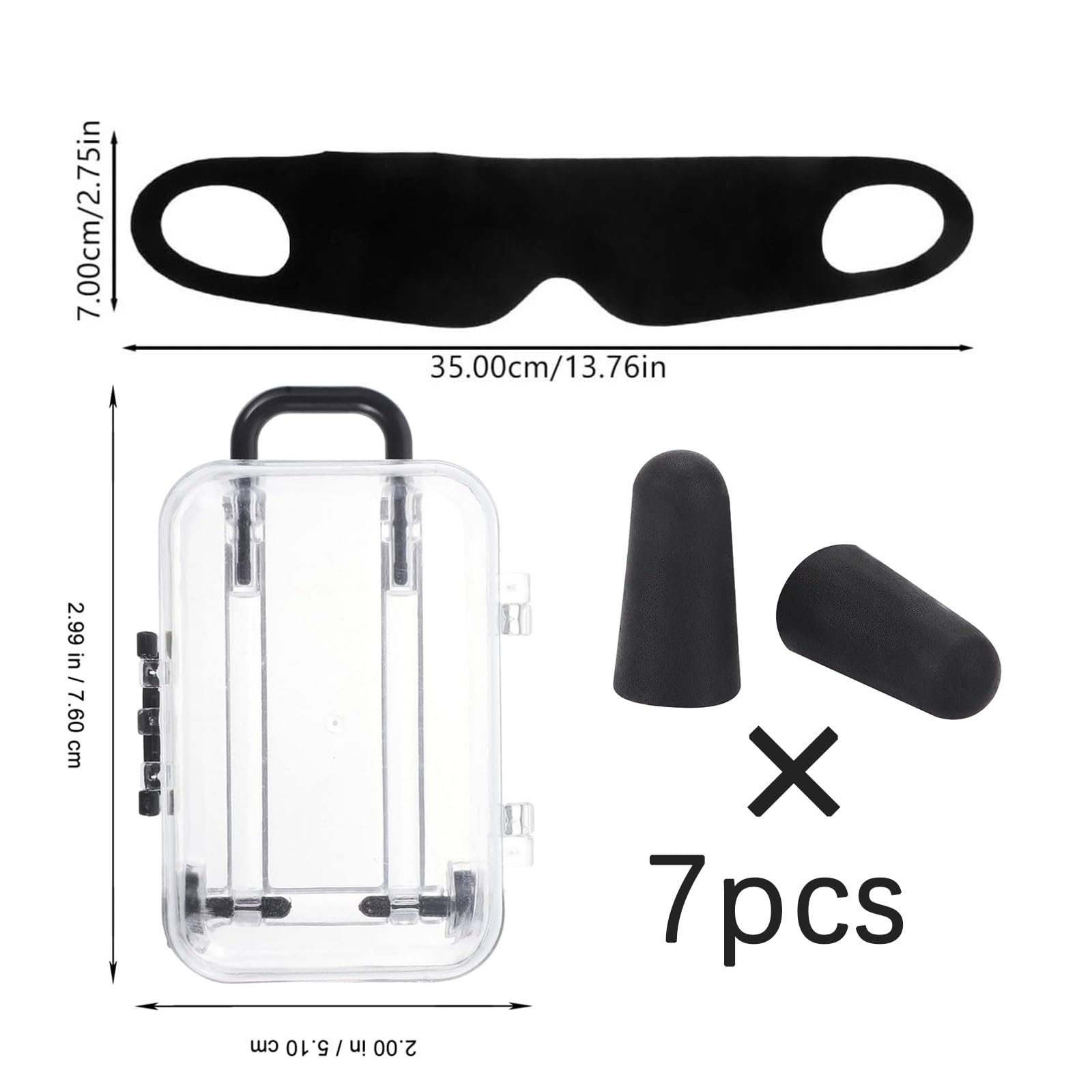Clear Mini Suitcase Travel Kit with 100% Blackout Sleep Mask & Noise Cancelling Earplugs - Portable Sleeping Set for Men & Women - Perfect for Travel, Napping, Meditation & Office Use
