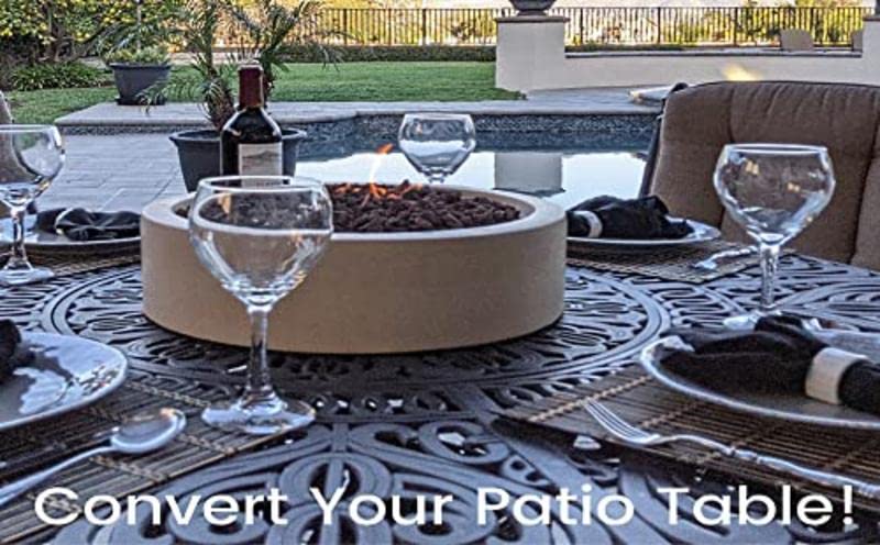 17-Inch Cast Stone Tabletop Fire Pit Bowl - Outdoor Propane Portable Fireplace for Patio, Deck & Backyard - Long-Burning, Safe & Handmade - Perfect Housewarming Gift (Gray) - Ideal for Cozy Gatherings, Outdoor Dining & Relaxing Evenings