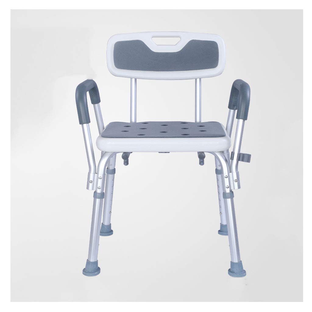 Adjustable Height Bath Stool with Backrest & Armrests - Shower Seat for Elderly, Disabled & Pregnant Women - Non-Slip Perching Stool for Safe Bathing - Perfect for Shower, Bathtub & Bathroom Safety Use