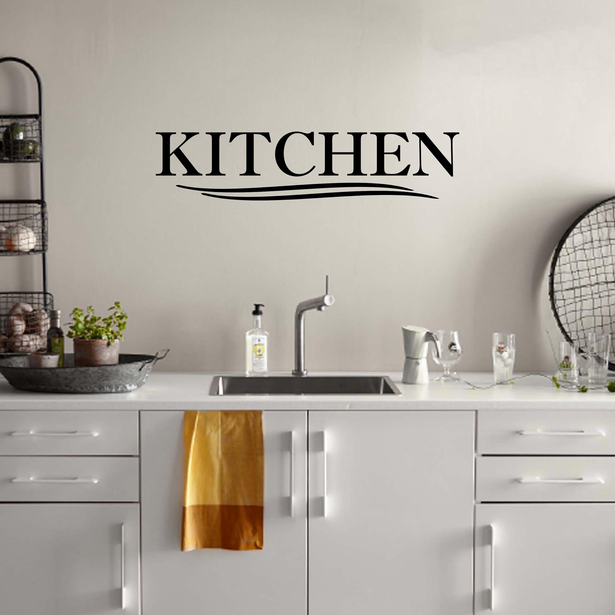 Black Kitchen Wall Decal Stickers - Peel & Stick Removable Wall Decor for Modern Home, Apartment, Dorm - Perfect for Kitchen Backsplash, Pantry, Coffee Bar & Dining Room