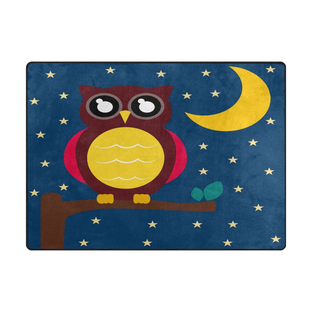 ALAZA Cartoon Owl Moon Star Night Sky Area Rug - Soft Non-Slip 5'3