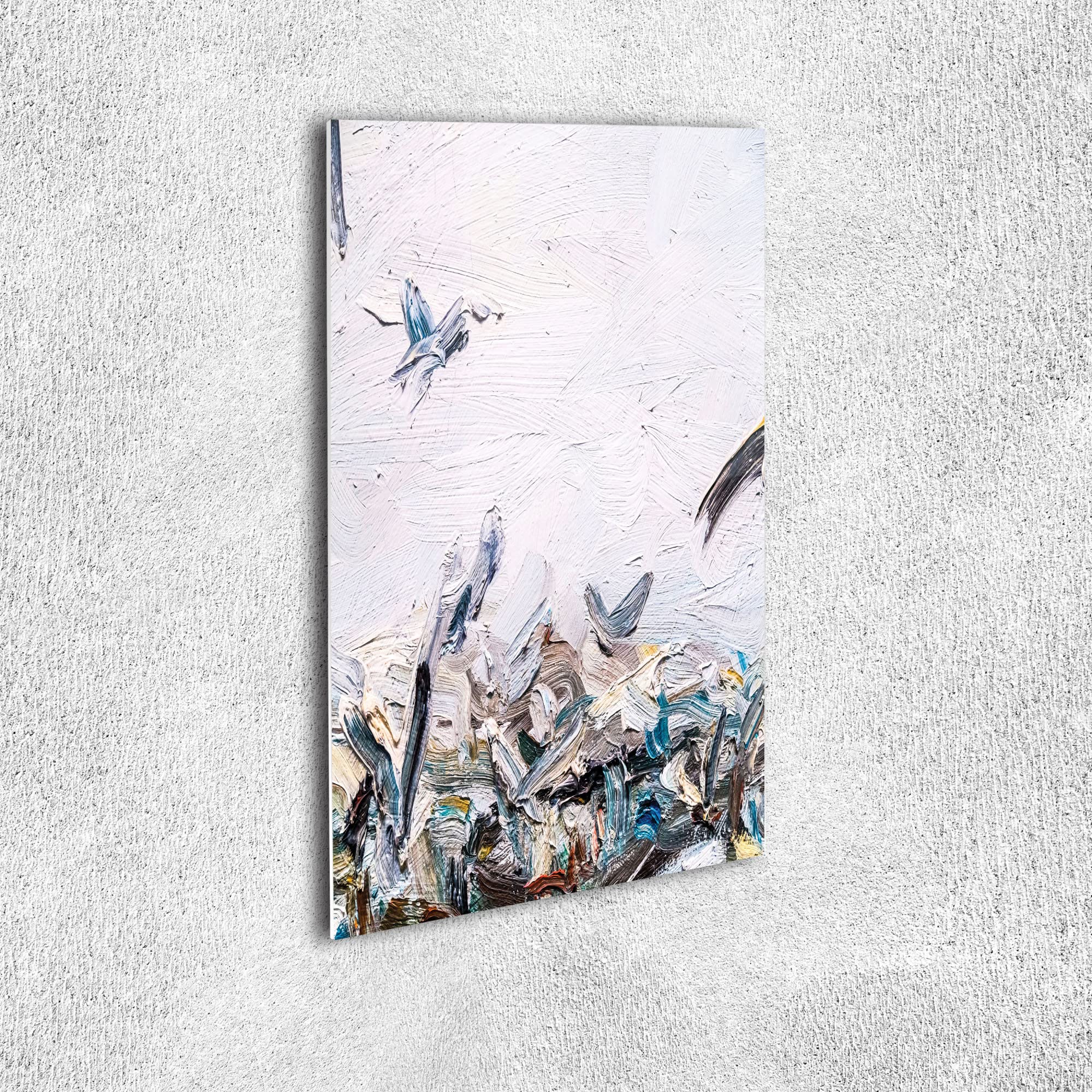 Ambesonne Abstract Watercolor Acrylic Glass Wall Art - Modern Brushstroke Design in Grayscale with Baby Pink & Purple Blue Accents - 19x26 Inch Contemporary Home Decor for Living Room, Bedroom, Dorm & Office Spaces | Perfect for Minimalist Interiors & Artistic Wall Displays